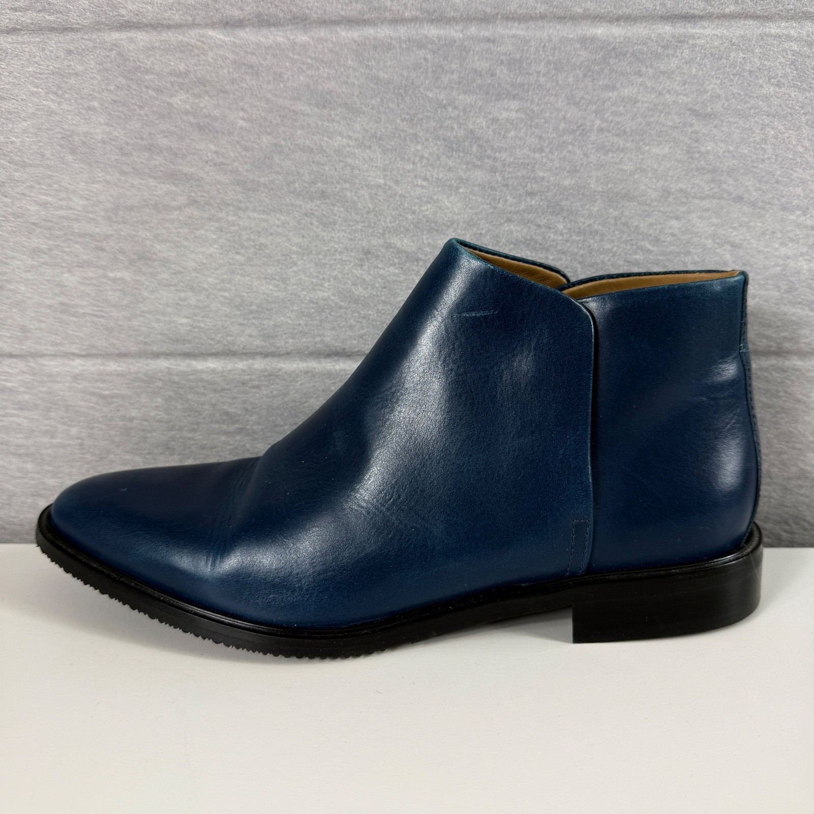 Everlane Womens 7.5 Ankle Boots Blue Leather Italy Minimalist Modern Chic