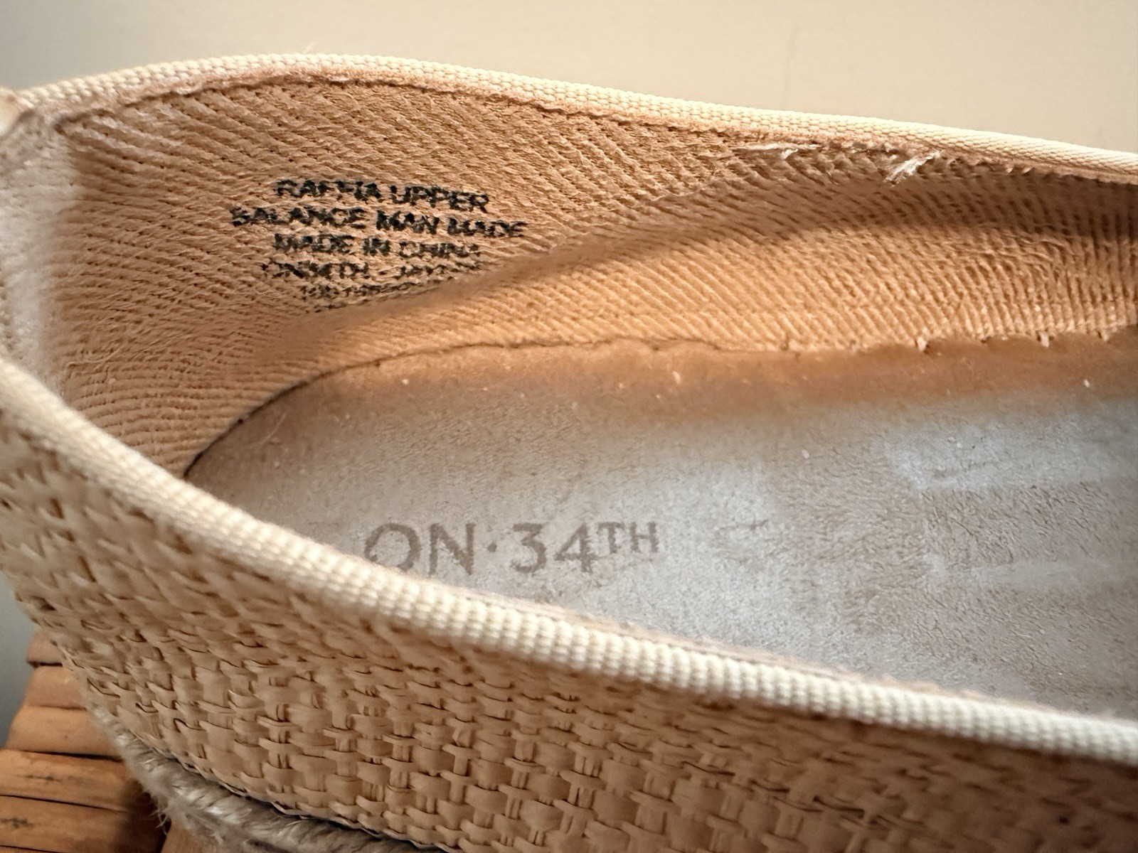 On 34th Women’s Espadrille Loafers Rhinestone Buckle Tan/Natural Size 12