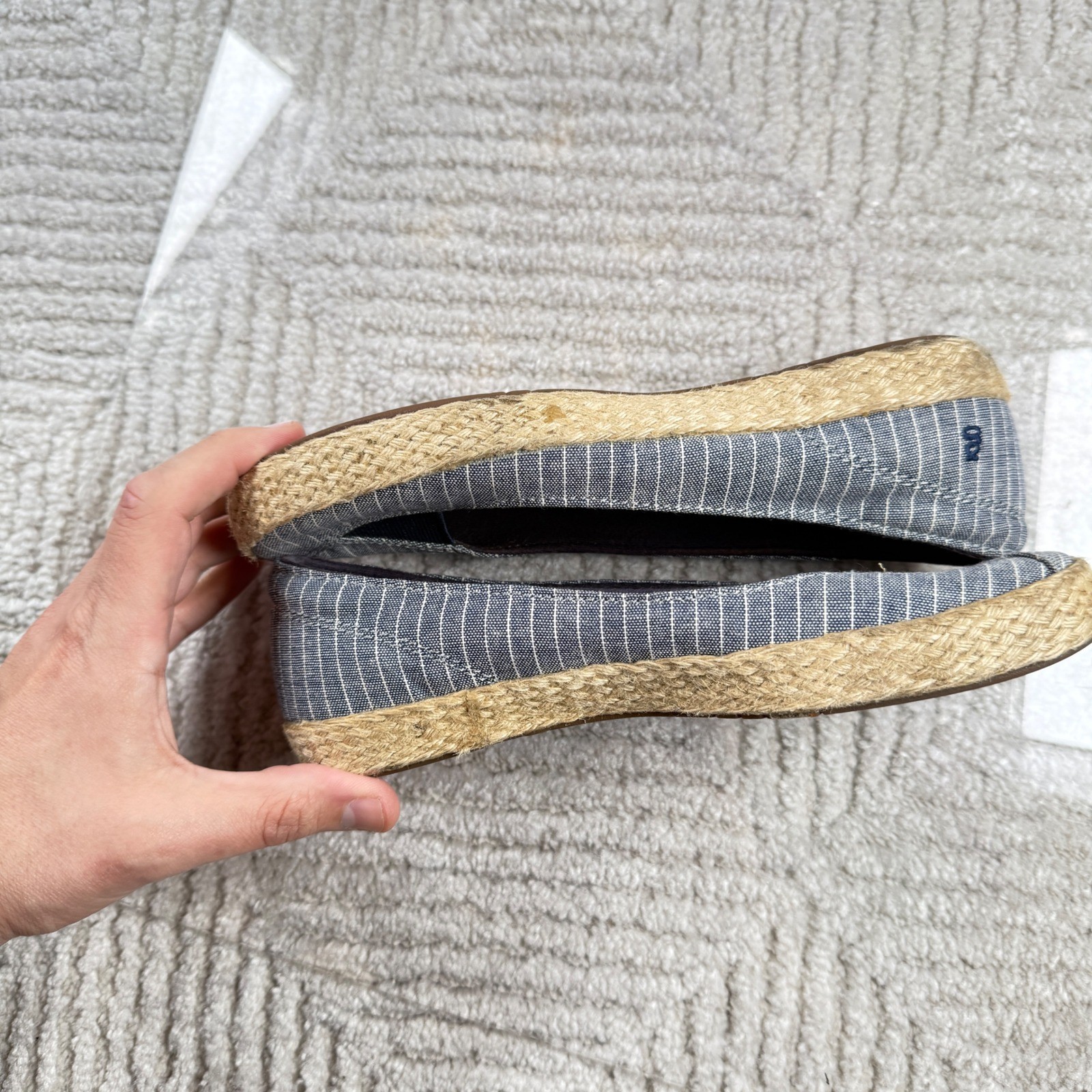 Grasshoppers Espadrille Flats Womens 6 Striped Canvas Ortholite Summer SlipOn