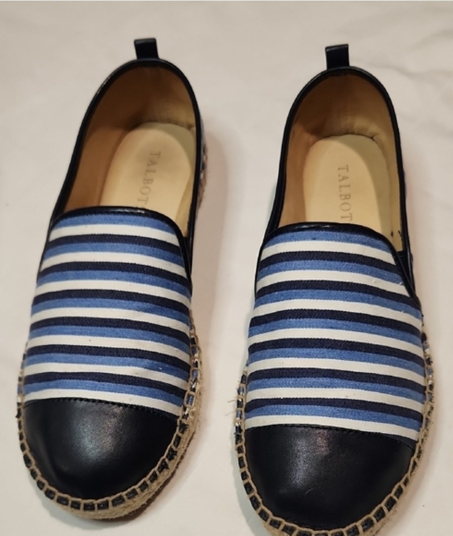 Talbots Womens Izzy Blue & White Striped Espadrilles Sz 7.5