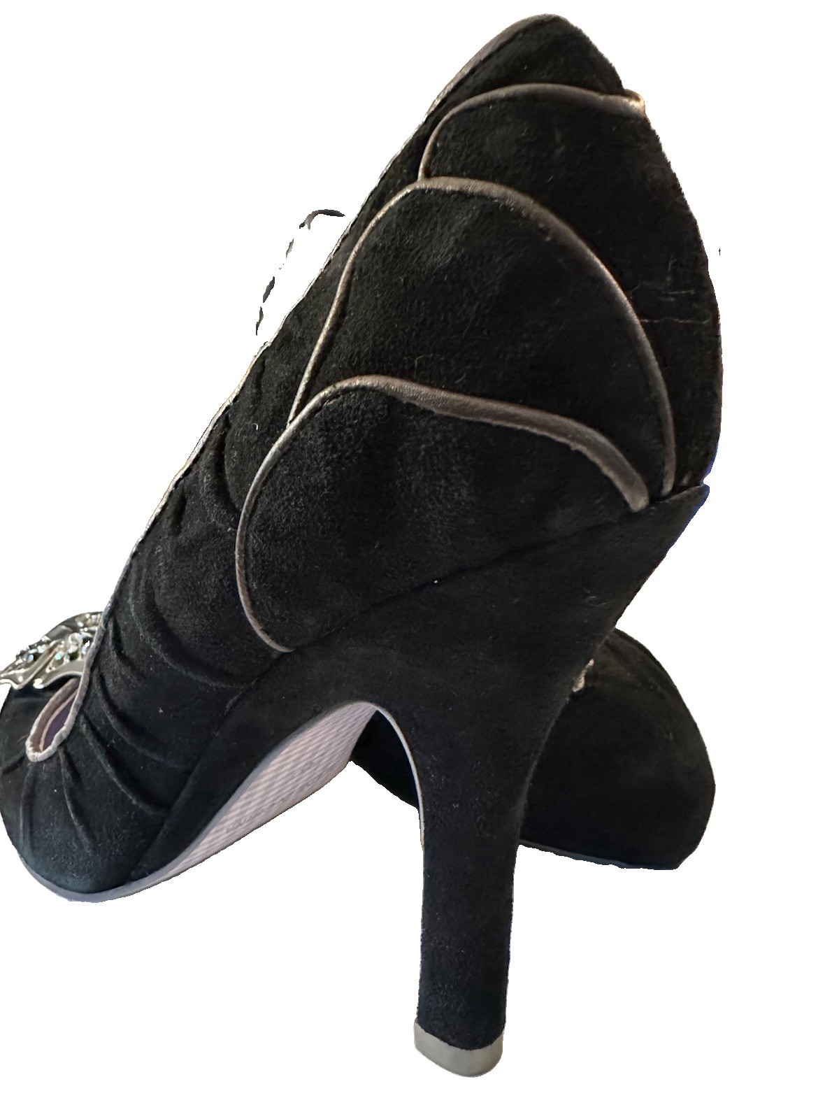 Irregular Choice Black Suede Closed Toe Pump Rhinestone Butterfly Stiletto