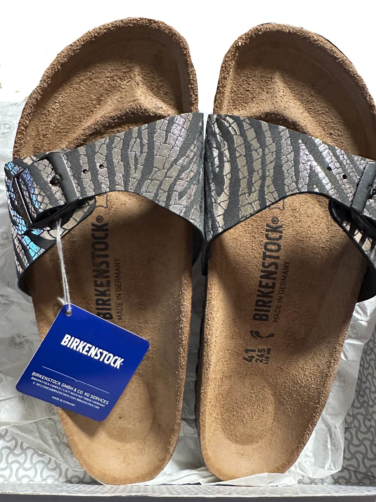 Birkenstock Unisex Madrid BF, Black Zebra Silver, 10-10.5 Women/8-8.5 Men