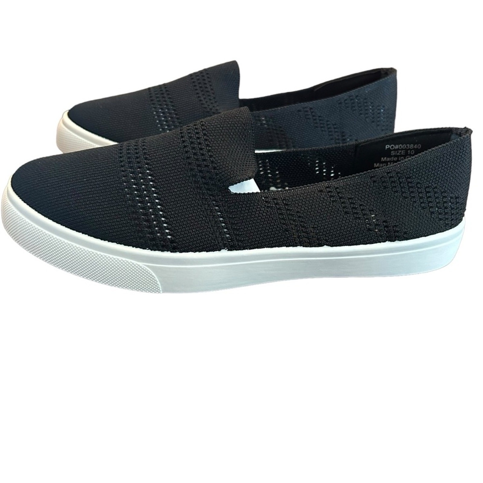 Journee Collection Meika Black Knit Fabric Slip On Sneakers NEW Size 10