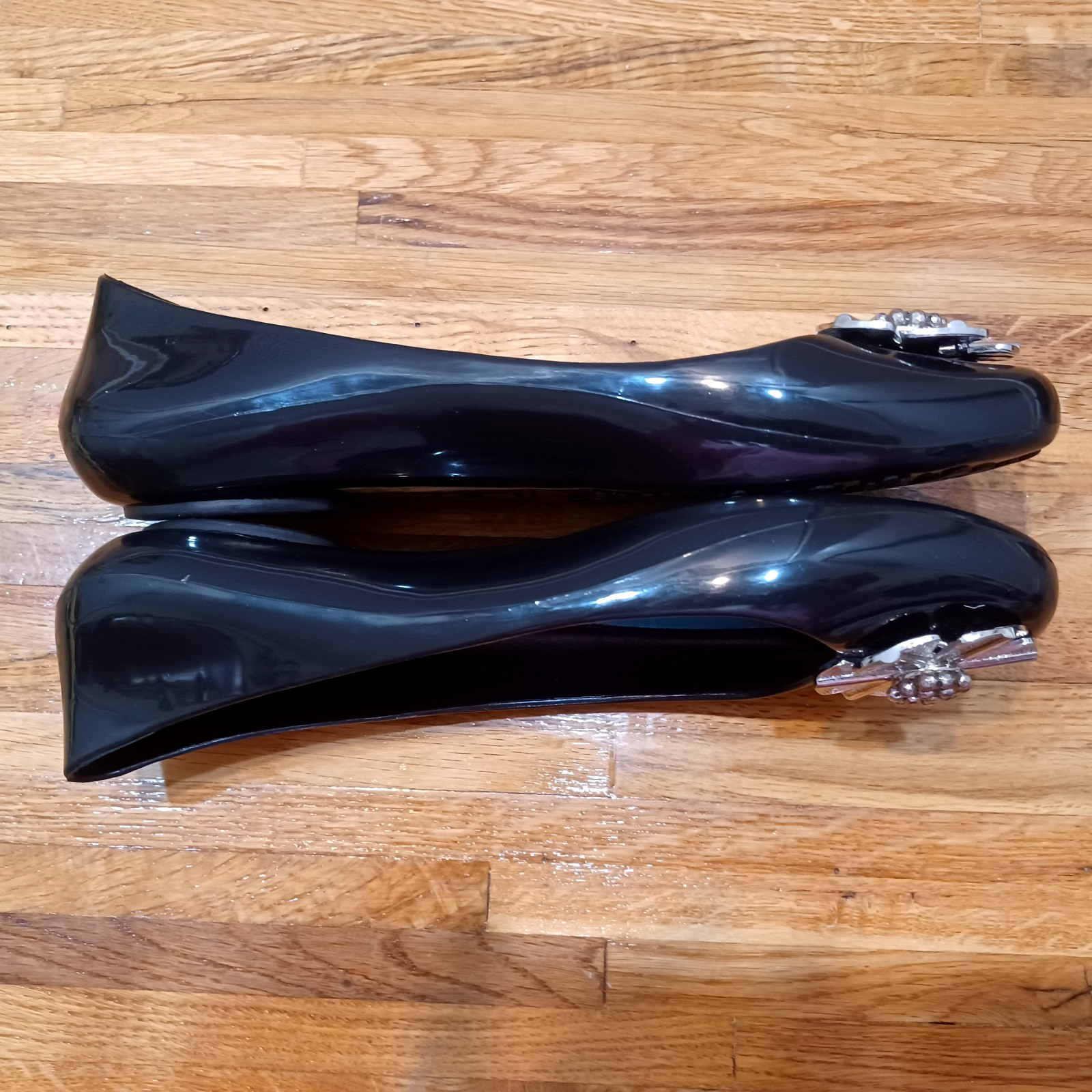 OKA B Women’s Size 8US/38EU Charcoal Black Skimmers Jelly Medallion Ballet Flats