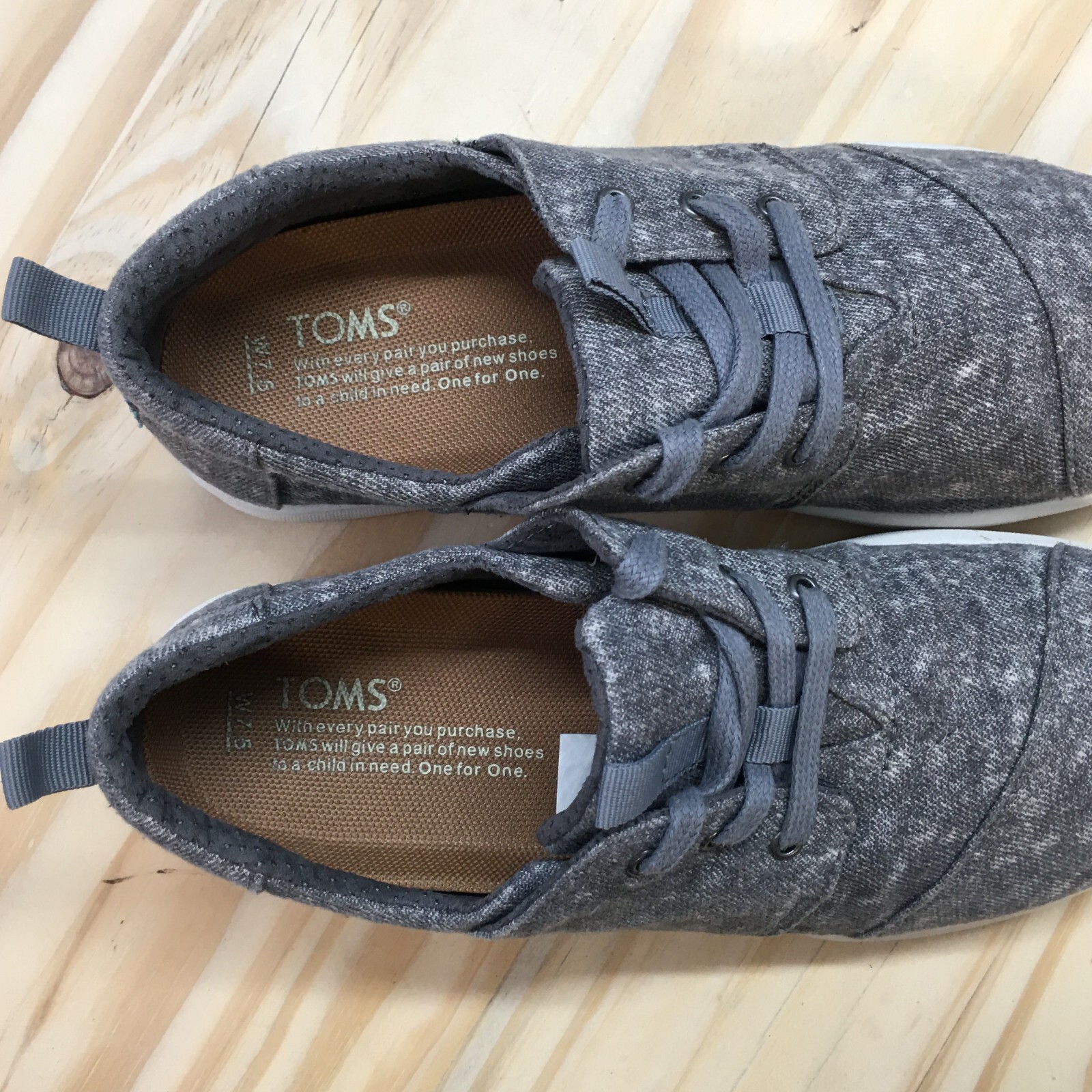 Toms Del Rey Shoes Womens 7.5 Casual Sneakers Walking Gra Fabric Lace Up Comfort