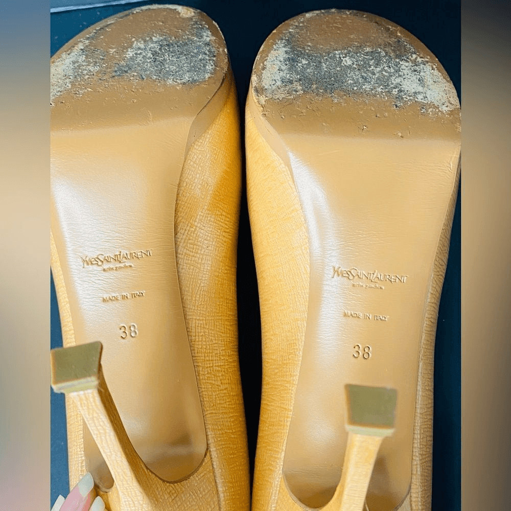 Yves Saint Laurent Tribtoo 80 Camel Tan Platform Stiletto Pumps