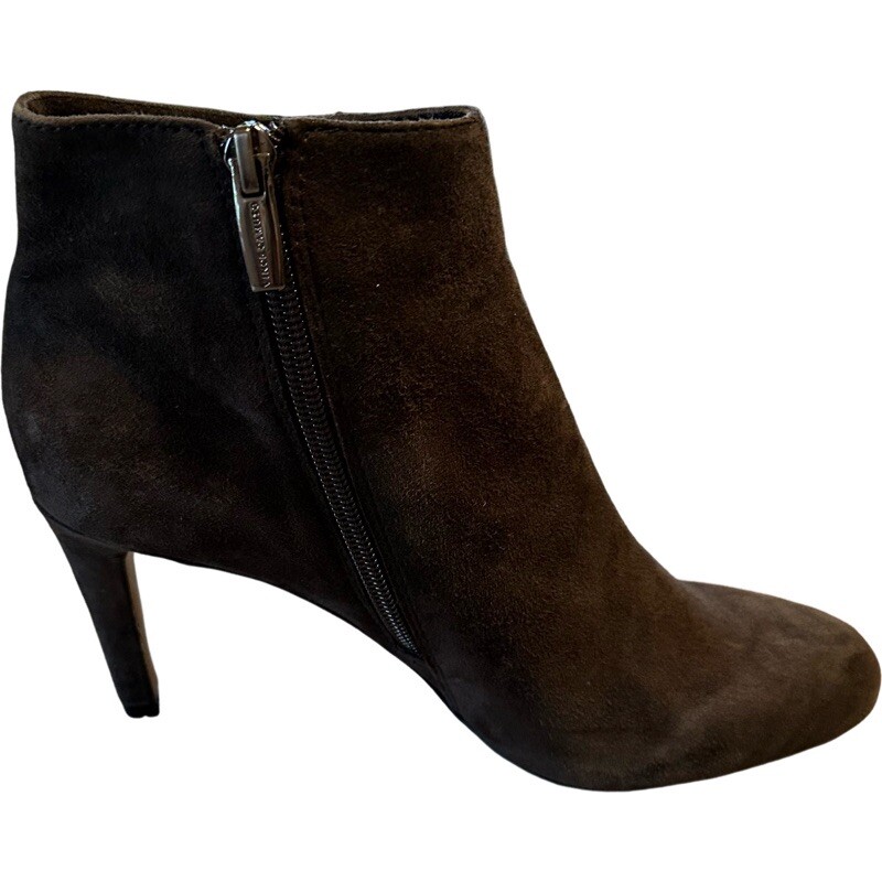 Vince Camuto Charlotte Brown Soft Suede Almond Toe Heeled Dressy Ankle Boots