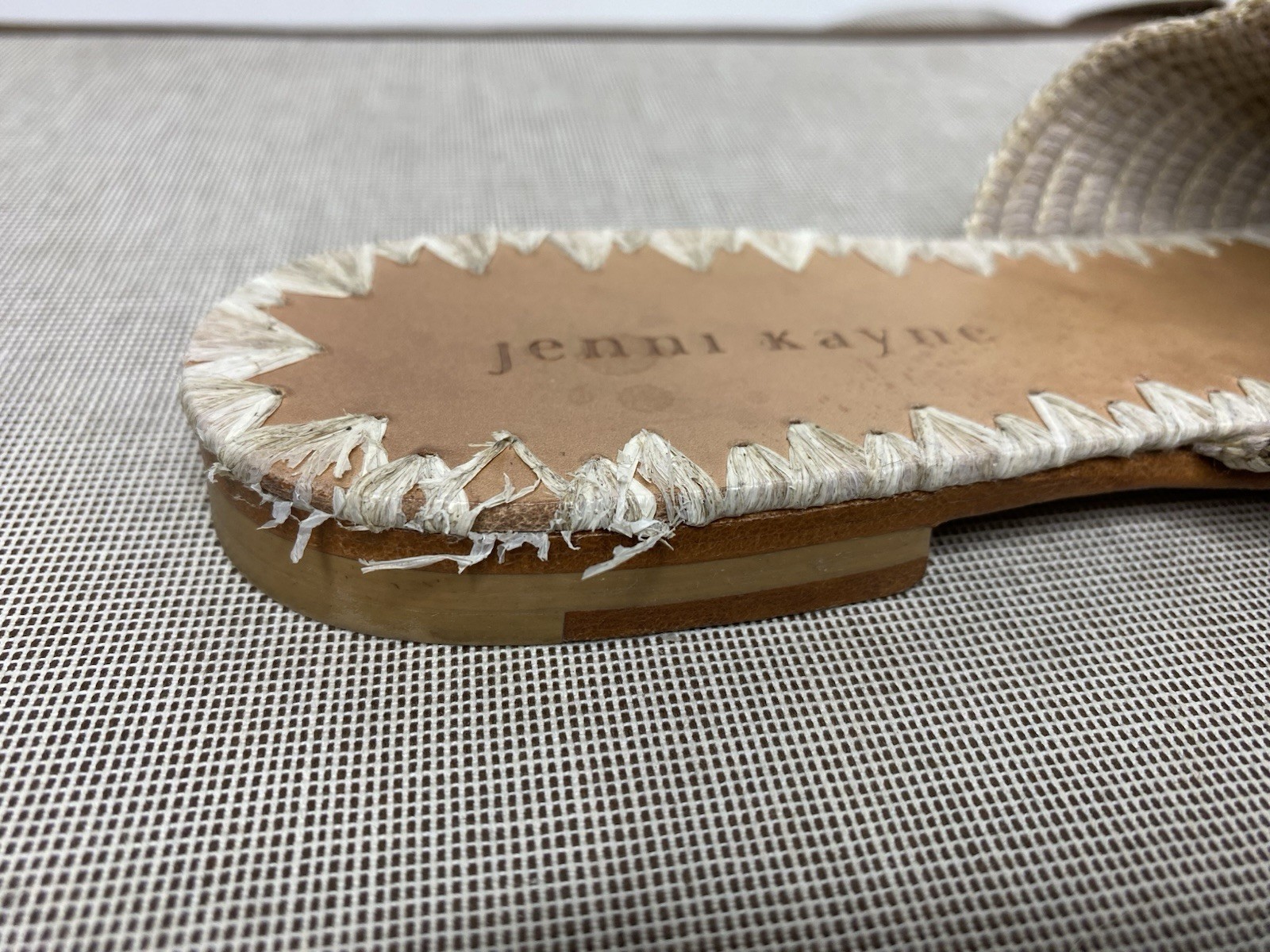 Jenni Kayne Raffia Mules Flats Straw Beige Women’s 38 US 8 Slides Boho Woven