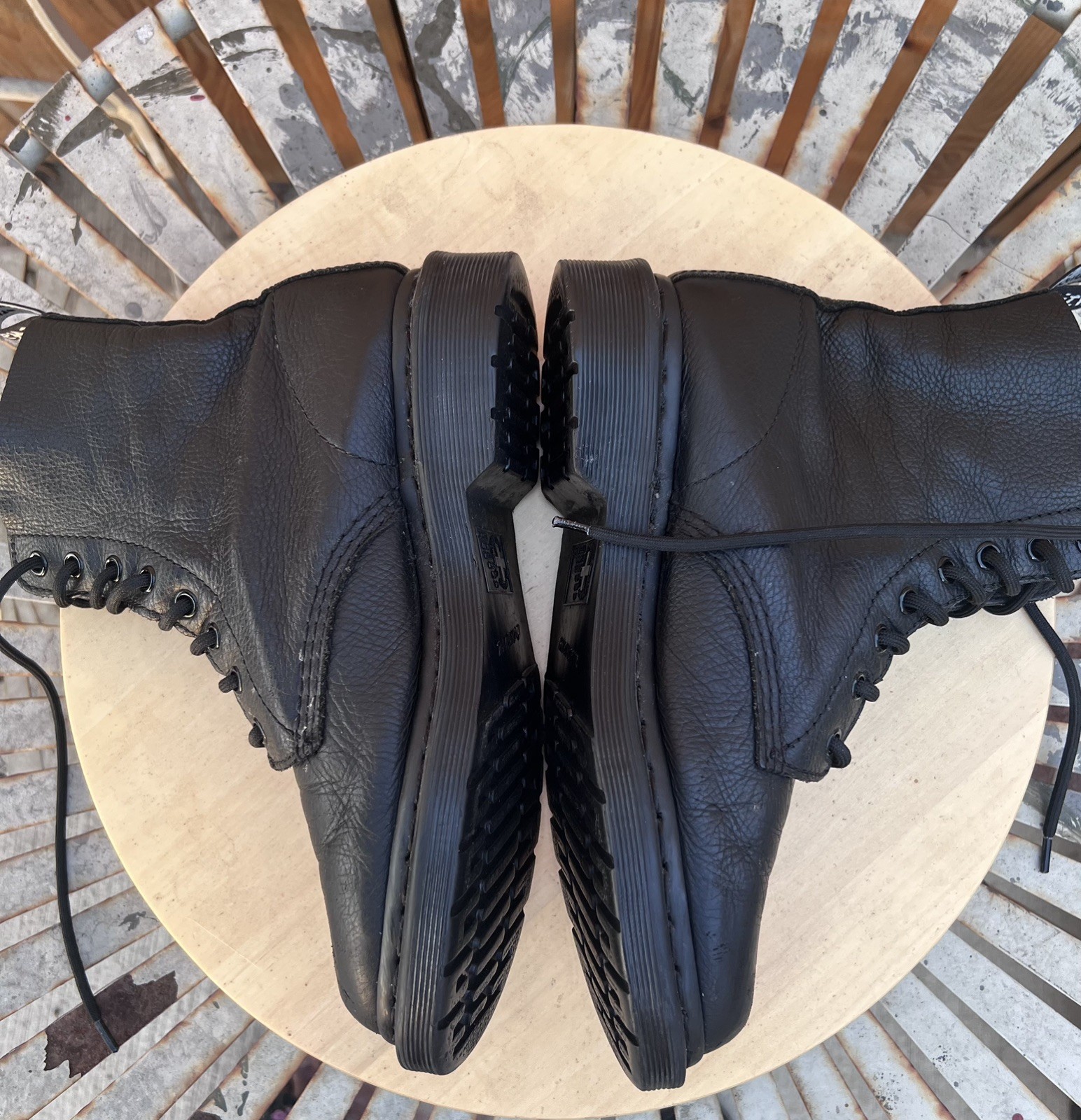 Dr. Martens 1460 Pascal Mono Women’s Sz 8 Black Virginia Leather Lace Up Boots
