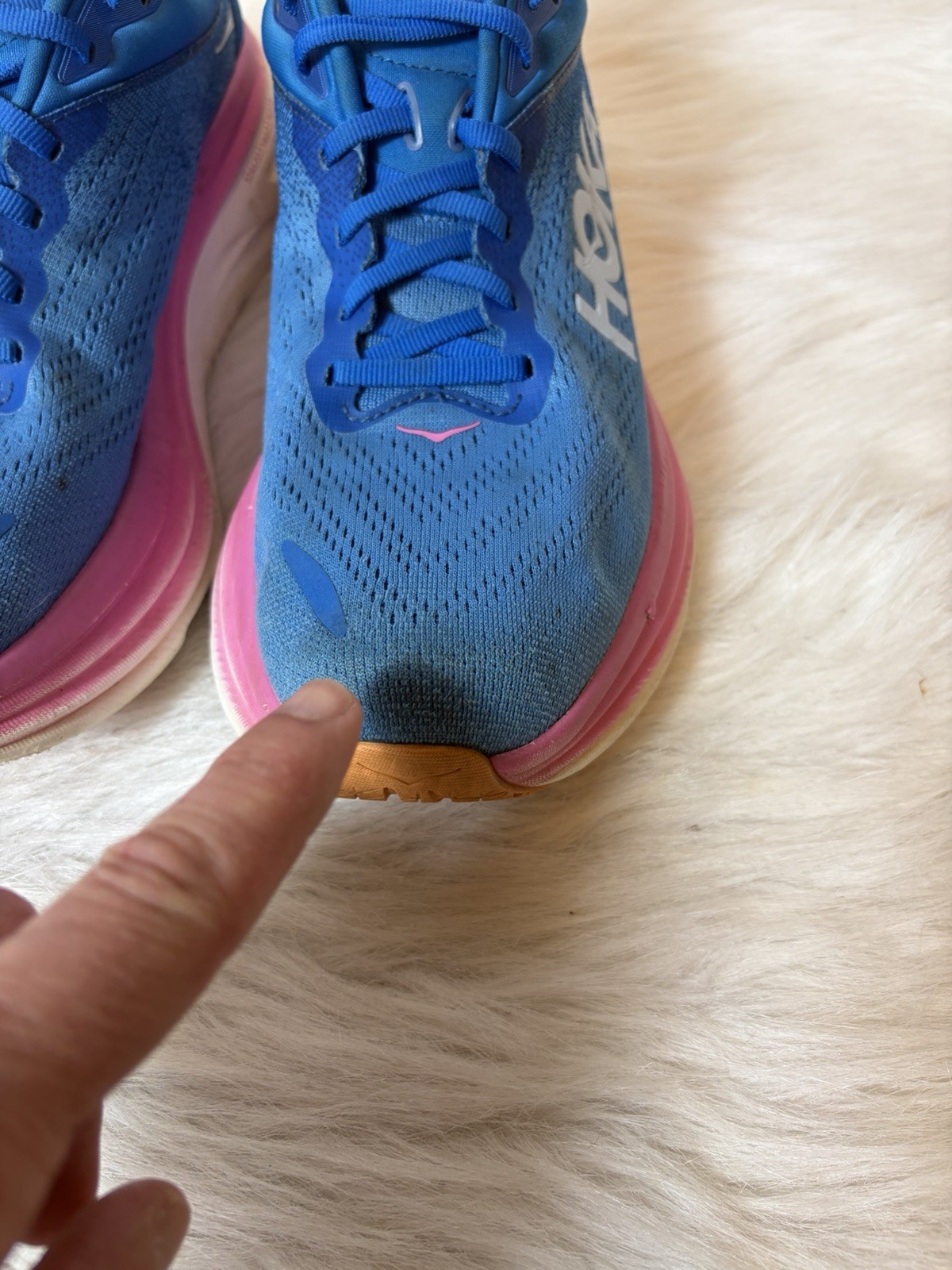 Hoka One One Bondi 8 Women’s Sz 9.5 B Blue/Pink Athletic Running Comfort Sneaker