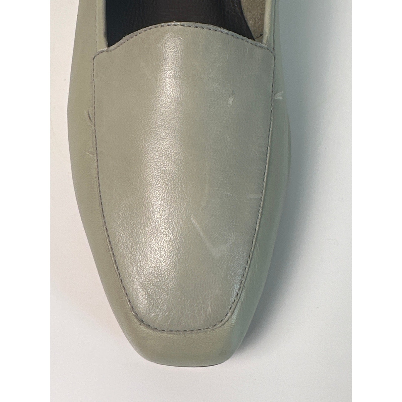 NIB Vtg Enzo Angiolini Liberty Green/Gray Leather Loafers Made in Brazil | 11 M
