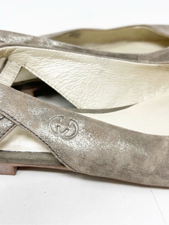 GERRY WEBER TAUPE GRAY METALLIC POINTED TOE SLINGBACK BALLET FLATS WOMENS SZ 8