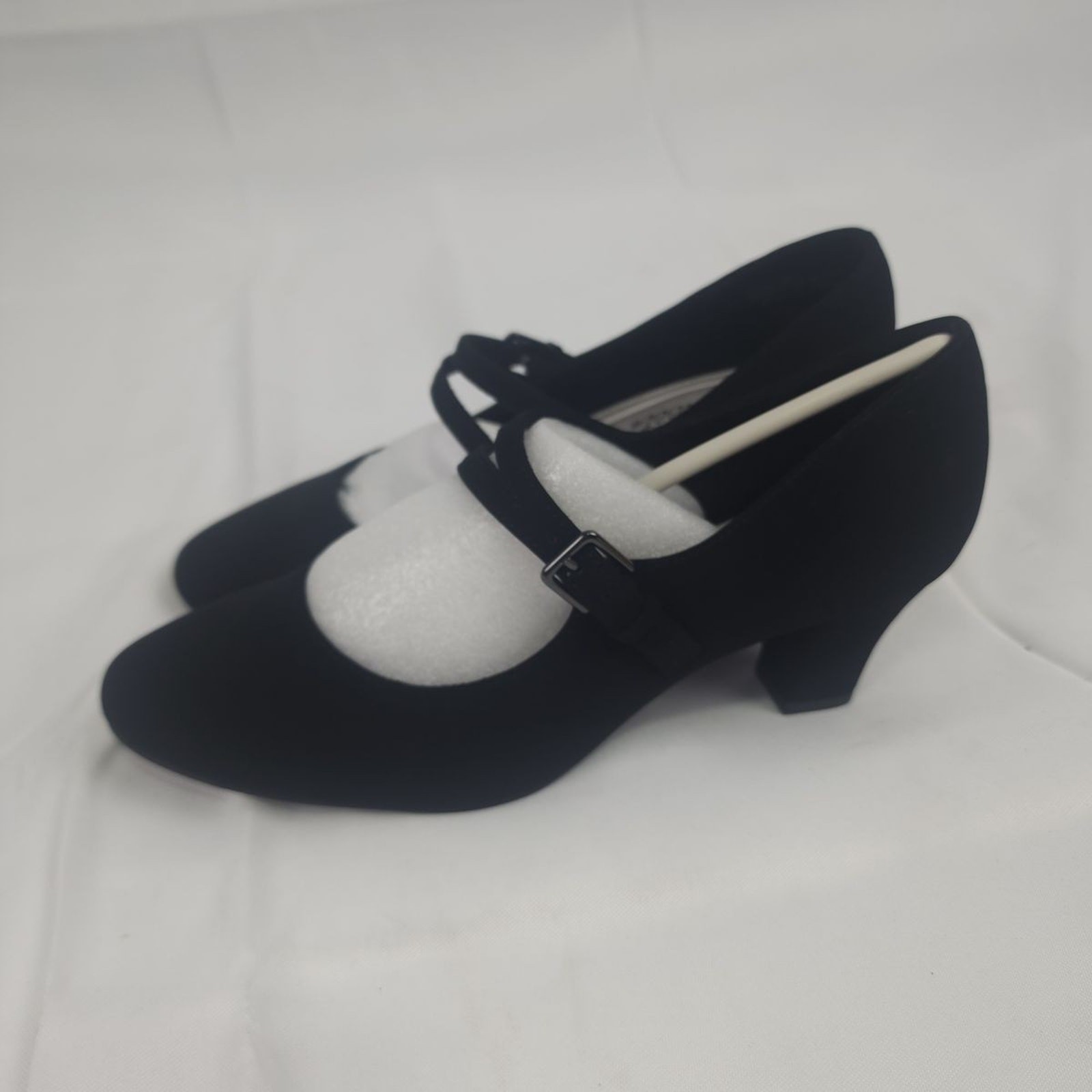 Easy Street Meryl Black Lamy Mary Jane Block Heel Pumps Size 8 N Narrow