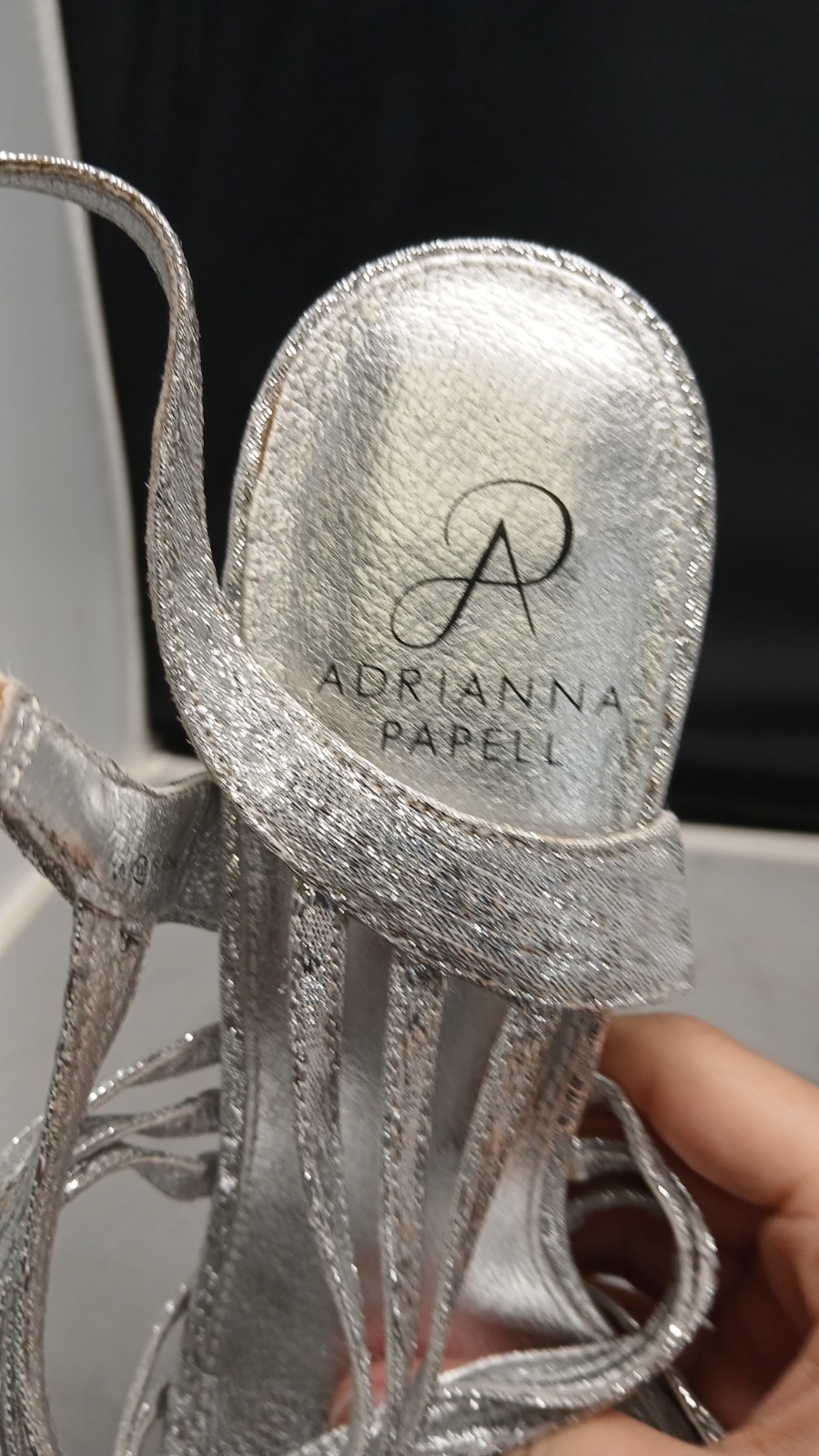 Adrianna Papell Women Sz 9M Sandals Shoes Silver Strappy Heeled Platform Wedding