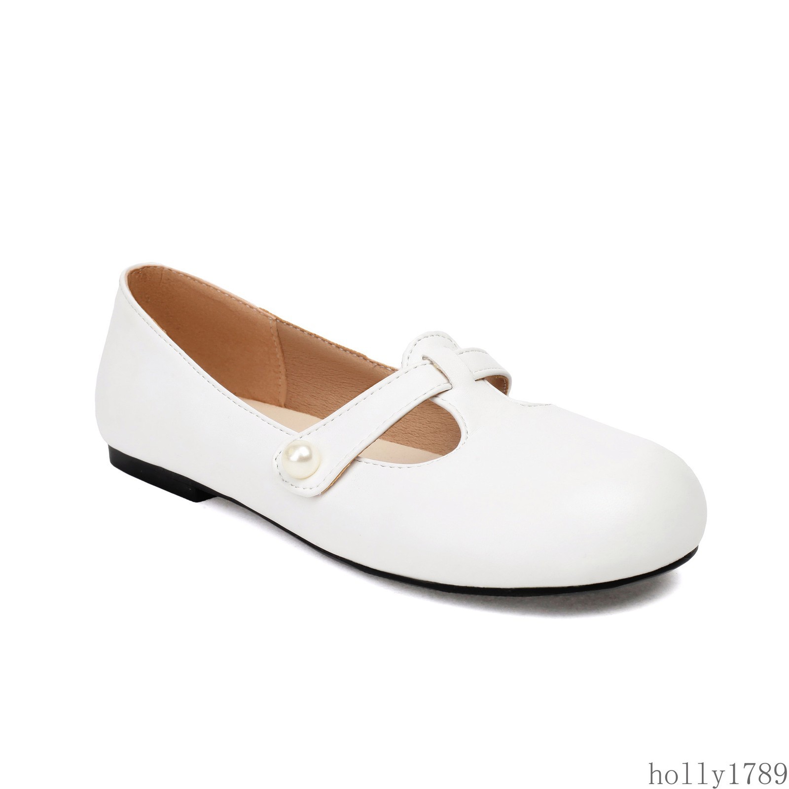 Womens Mary Jane Flat Shoes Round Toe Casual Slip on Loafers Shoes Plus Size