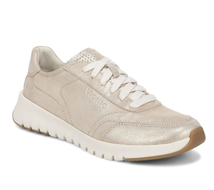 New! Vionic Uptown Sneaker – Gold Shimmer Leather