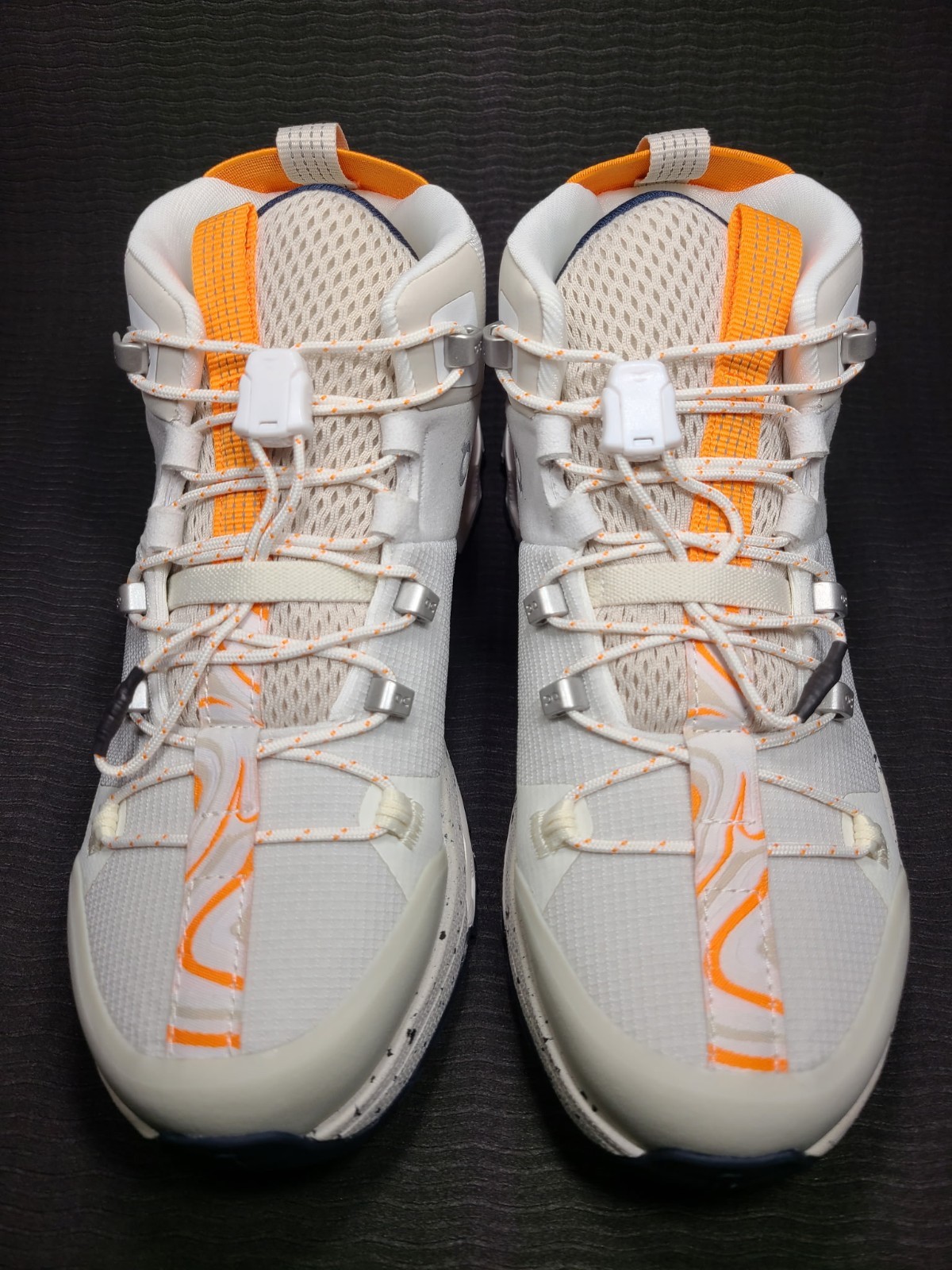 On Cloudtrax Mid Waterproof Frost White Orange Hiking Shoes Women’s US 5 EU 36