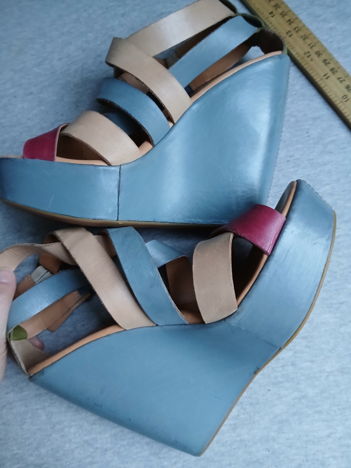 Kork Ease Sandals 7.5 Tall Wedge Colorful Bohemian Boho Beach Leather Comfort