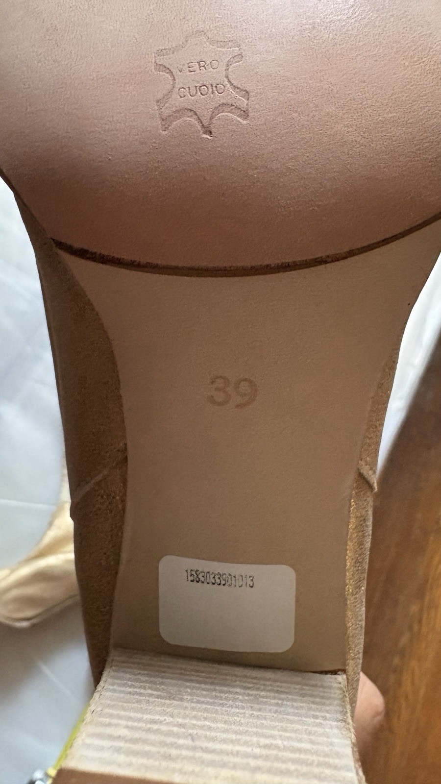 Luxury Boutique 58 Gold Ankle Boots Size 39. Gold Leather and Beige Canvas.