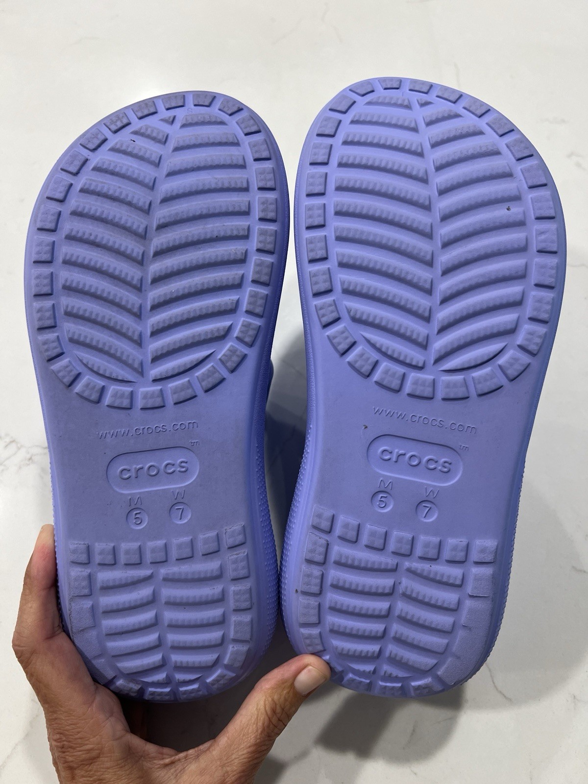 Crocs Classic CRUSH Platform Slide Sandals Moon Jelly Purple Women 7 Men 5