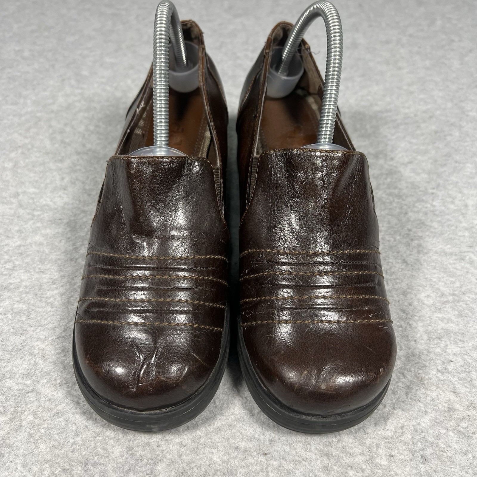 Vintage Y2K Mudd Brown Chunky Heeled Platform Loafers Size 9