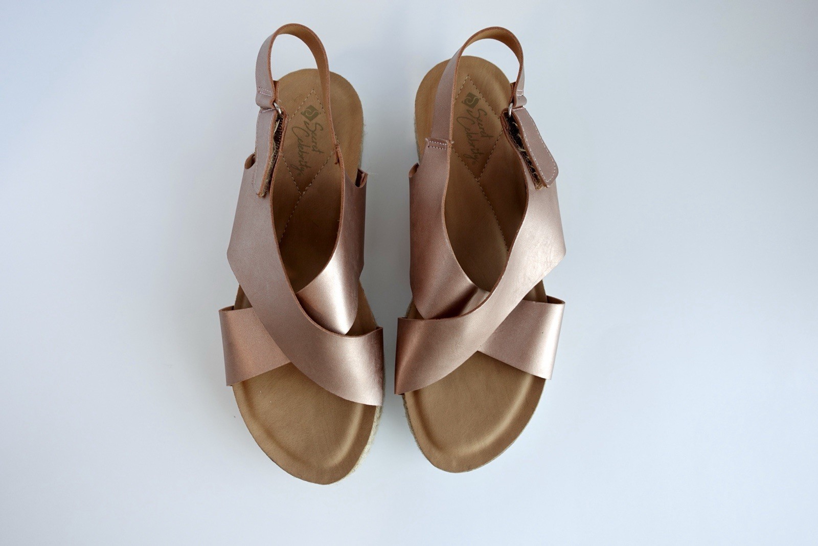Secret Celebrity Women Rose Gold Espadrille Wedge Sandals US 11