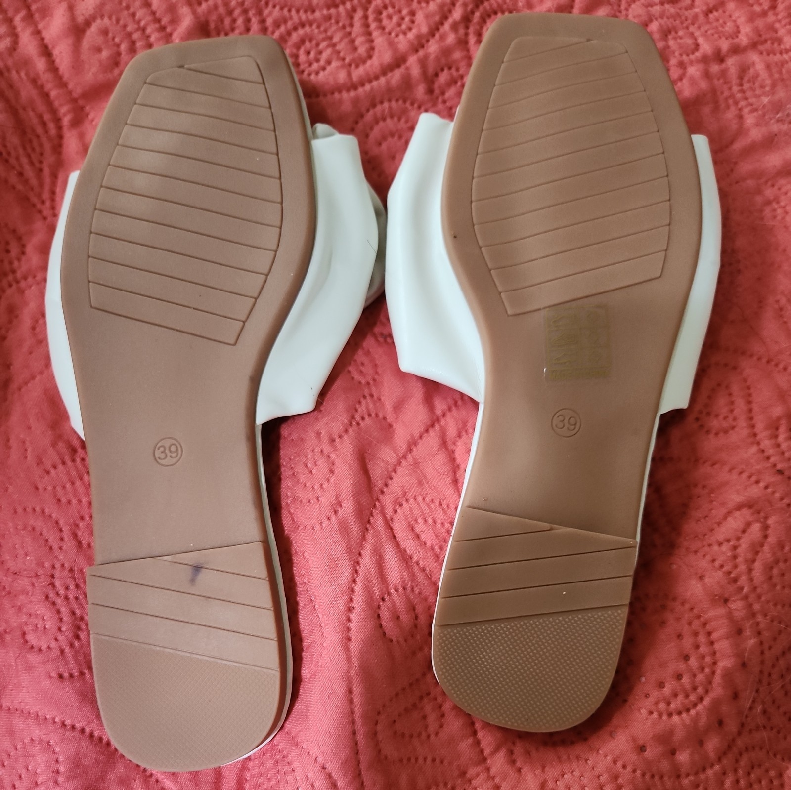White Bow Slide Sandals Synthetic Upper Women’s EU 39
