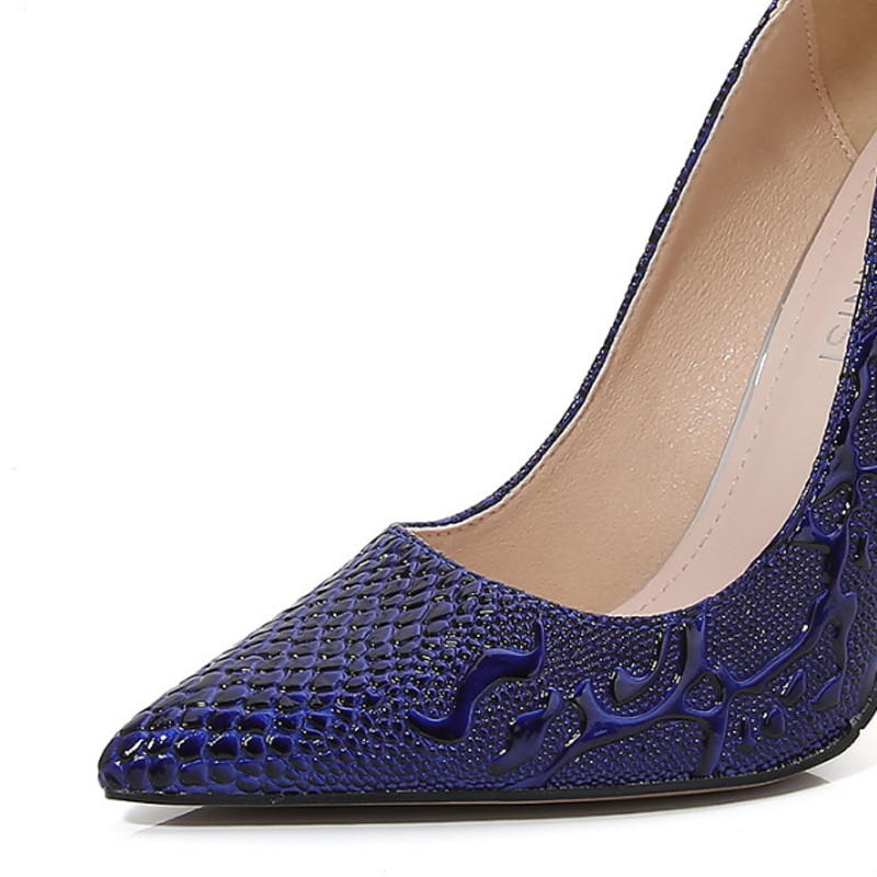 Women’s 12cm High Heel Embossed Pointed Toe Stiletto Pumps Party Dress Shoes
