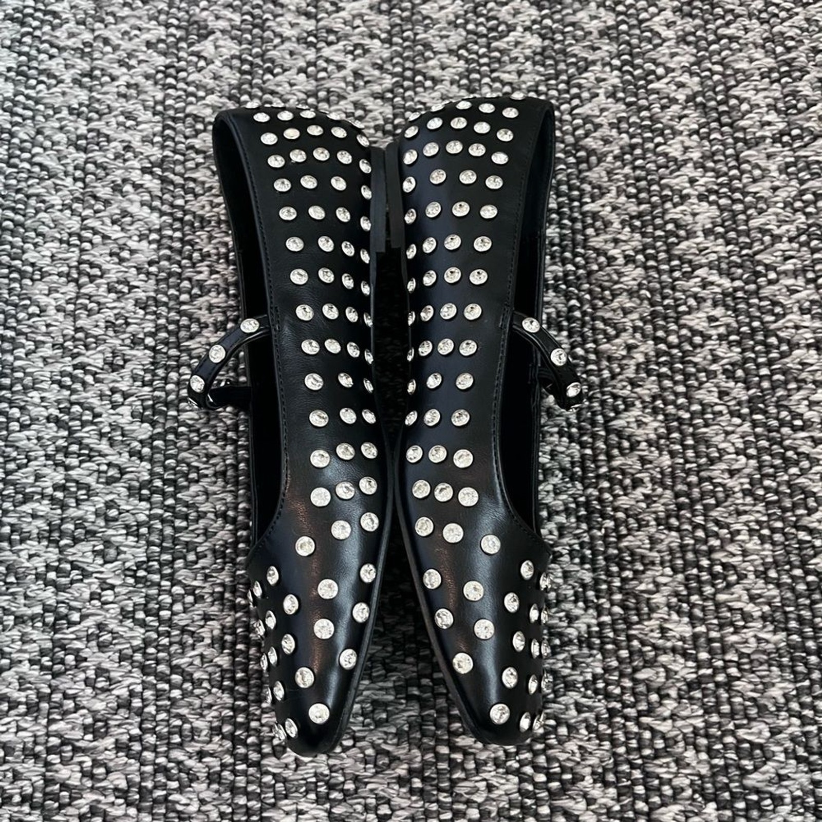 JustFab Ellidy Studded Mary Jane Flats Black Size 8