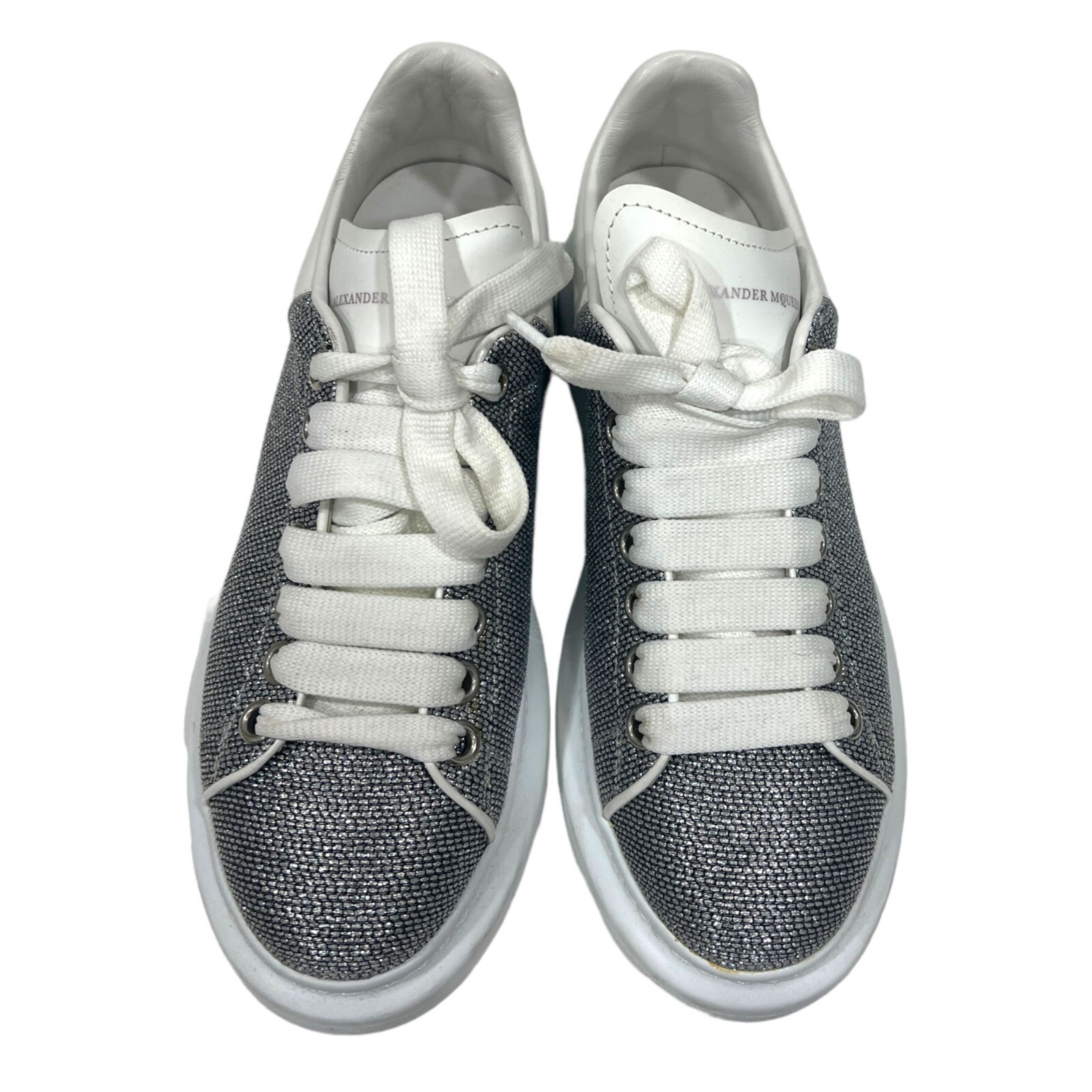 Alexander McQueen Oversized Platform Sneakers Silver White Size EUR 39.5 Rare