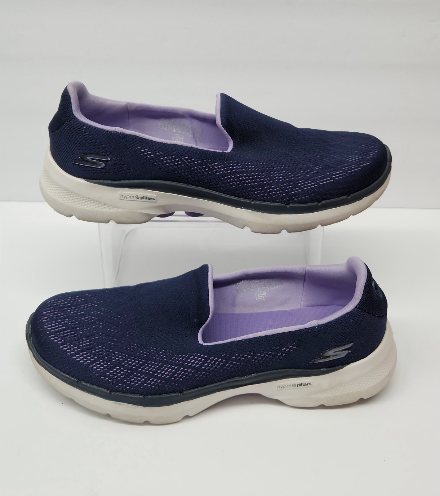 SKECHERS Go Walk 6 Cosmic Force Womens Sz. 8.5M Navy Blue Lavender Slip On Shoes