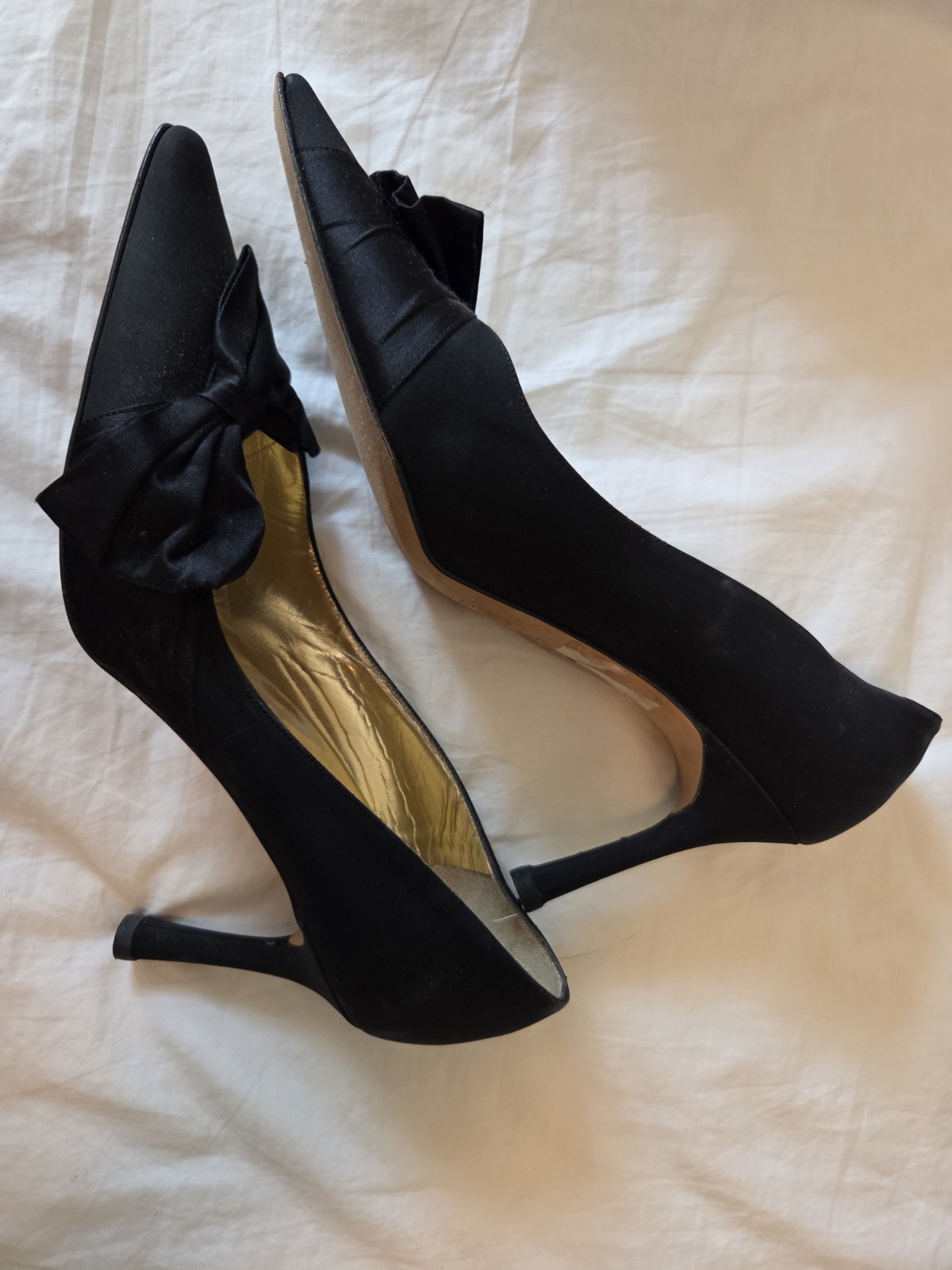 Vintage Anne Klein New York Pumps High Heels Bow Made In Italy 10 EUC