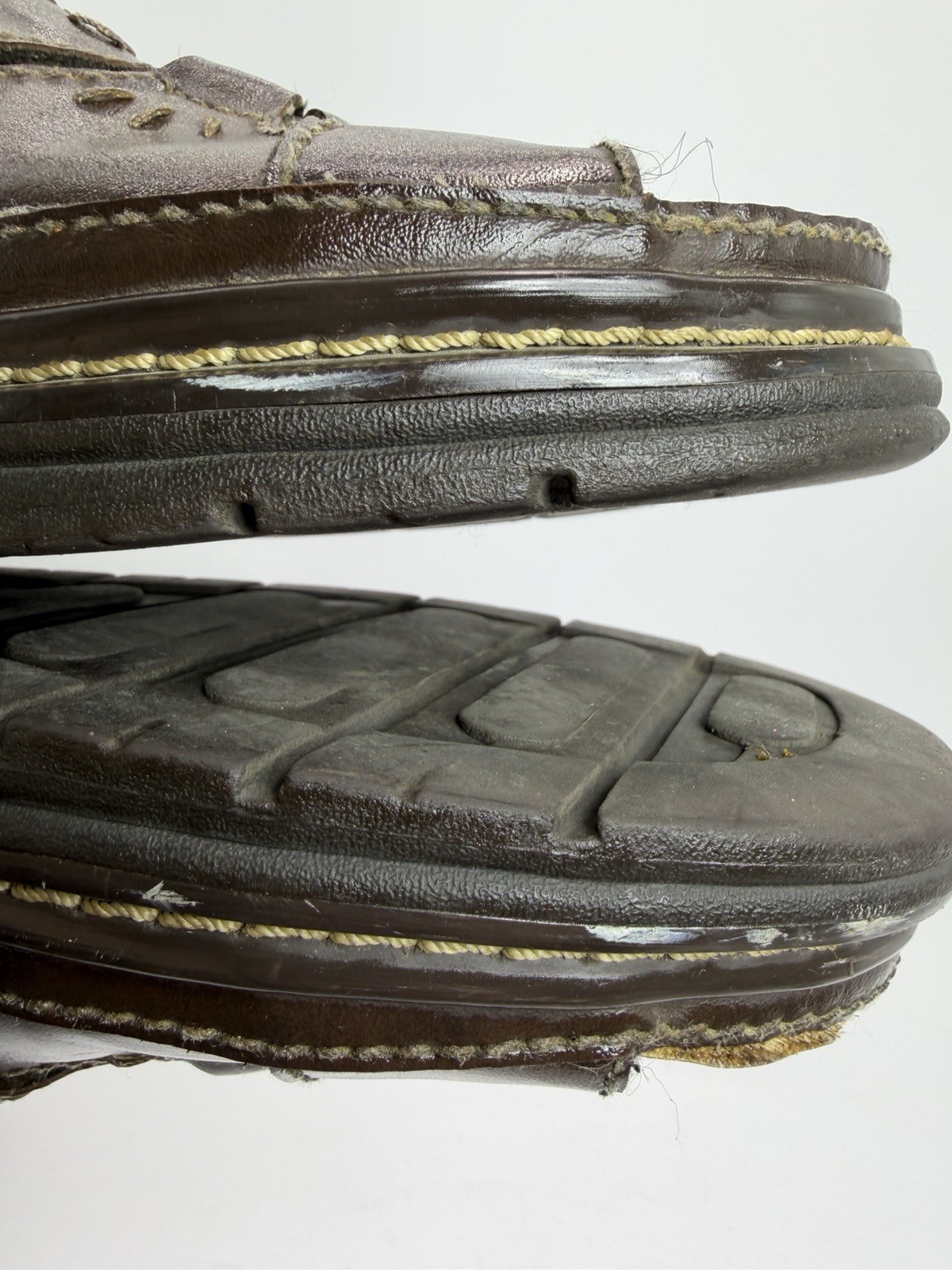 VTG 90’s Lower East Side Brown Center Ring Chunky Sandals Flower Cut Woman’s 9.5