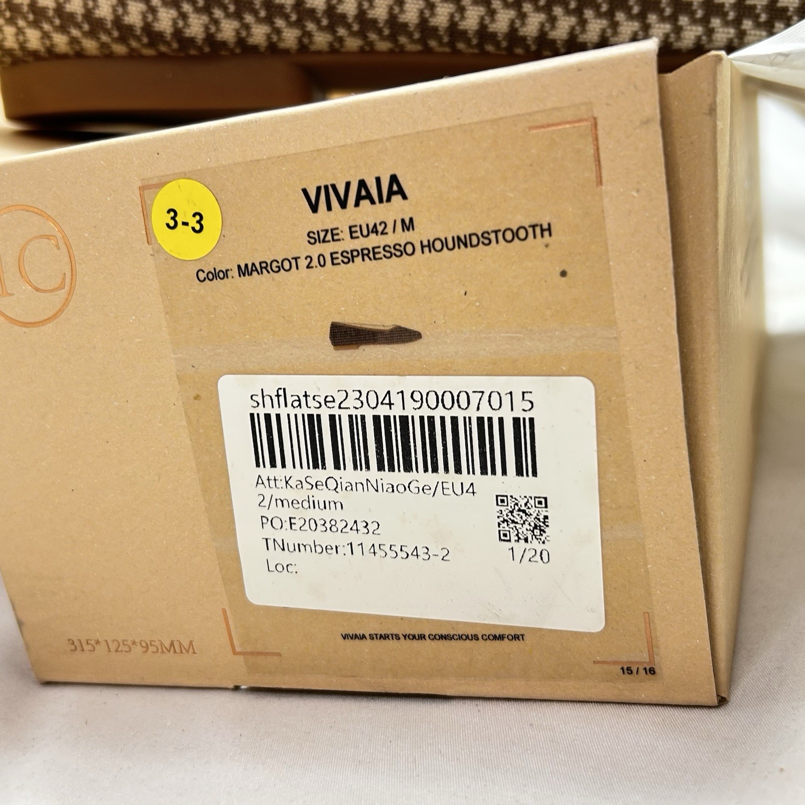 VIVAIA Margot Espresso Houndstooth Knit Square Toe Ballet Flats US 11