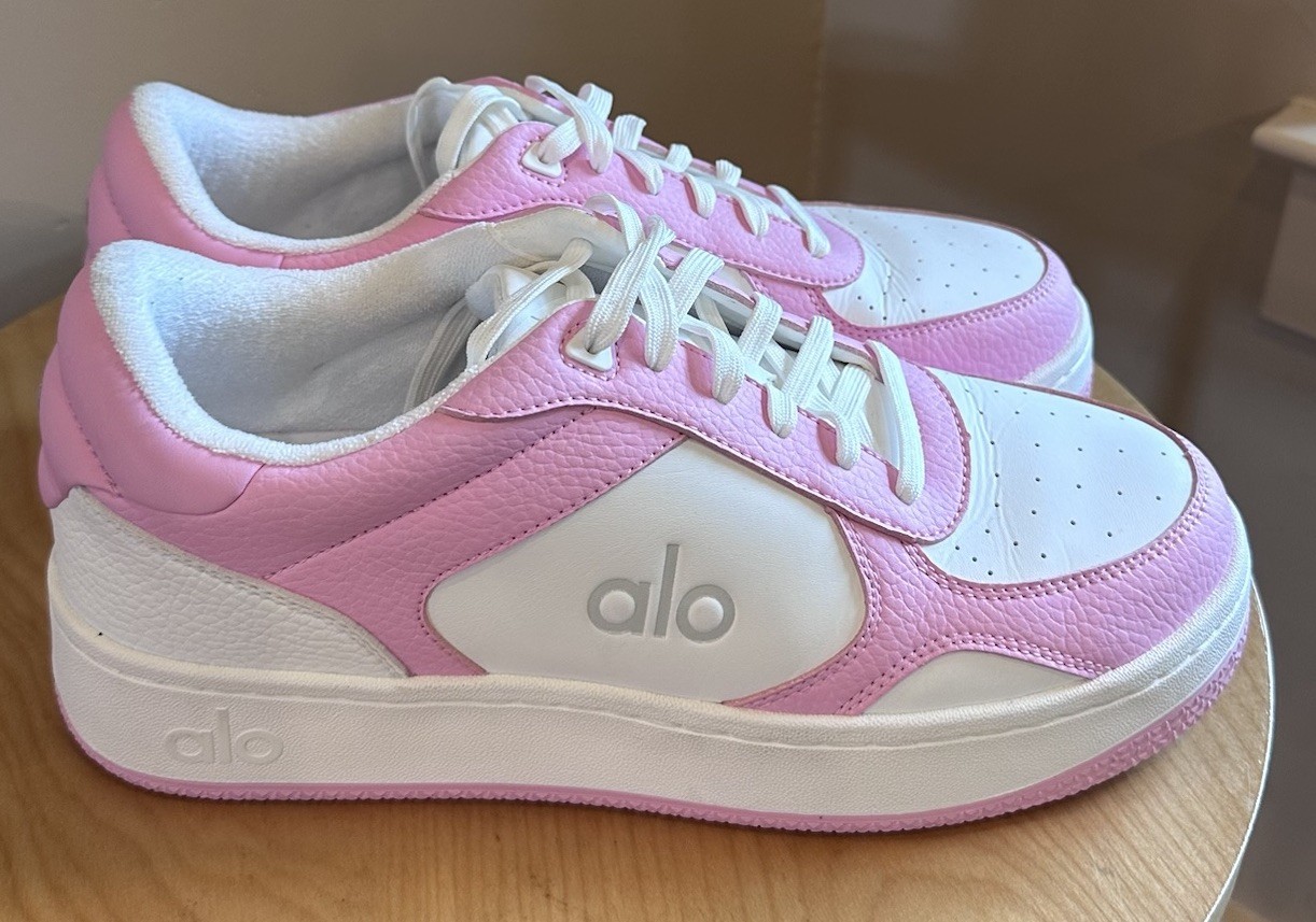 Alo Recovery Mode Leather Sneakers Pink White Women’s 10 Men’s 8.5 EU 41.5