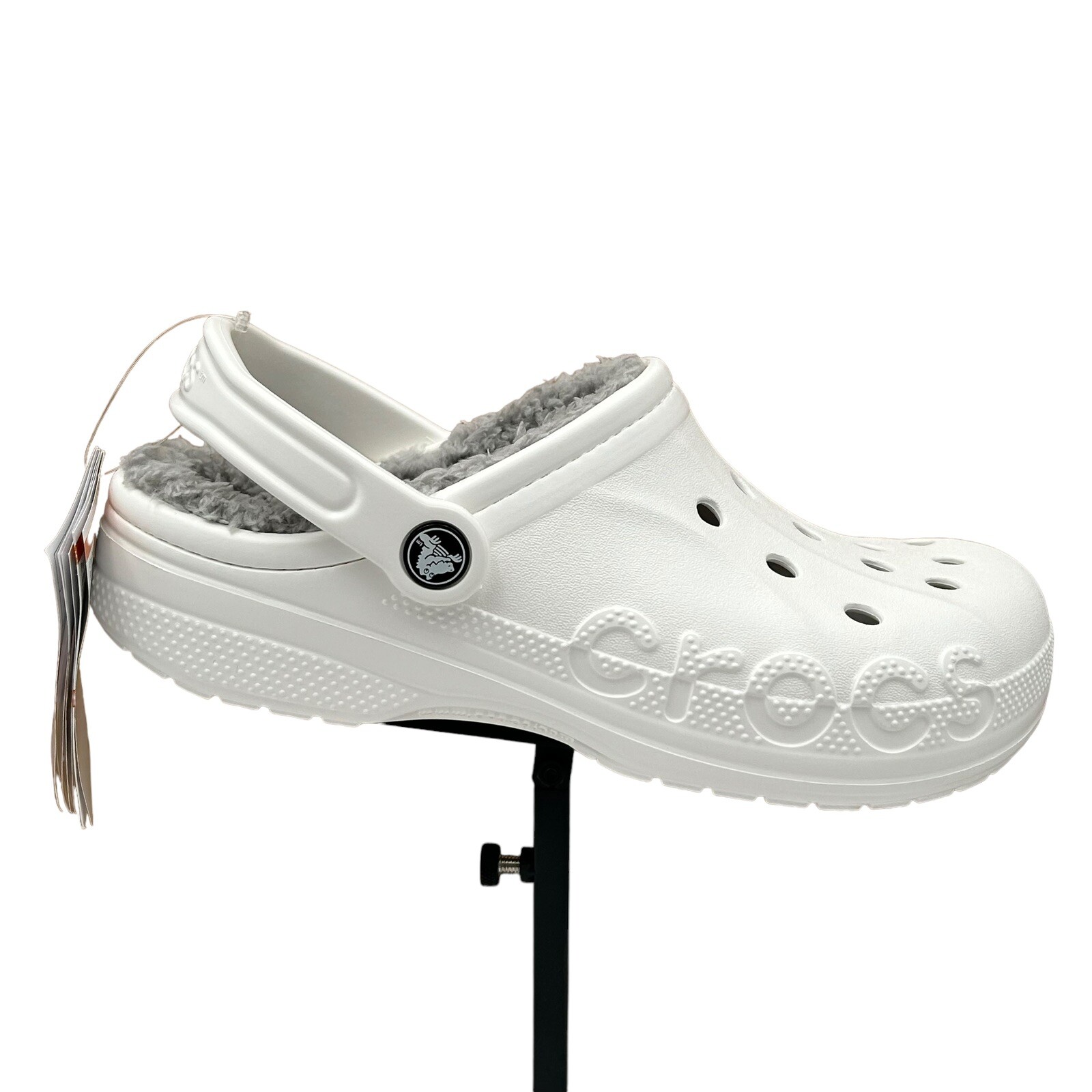 Crocs Women’s Baya Lined Clogs Size 9 White Slip-on Faux Fur Fuzzy & Warm