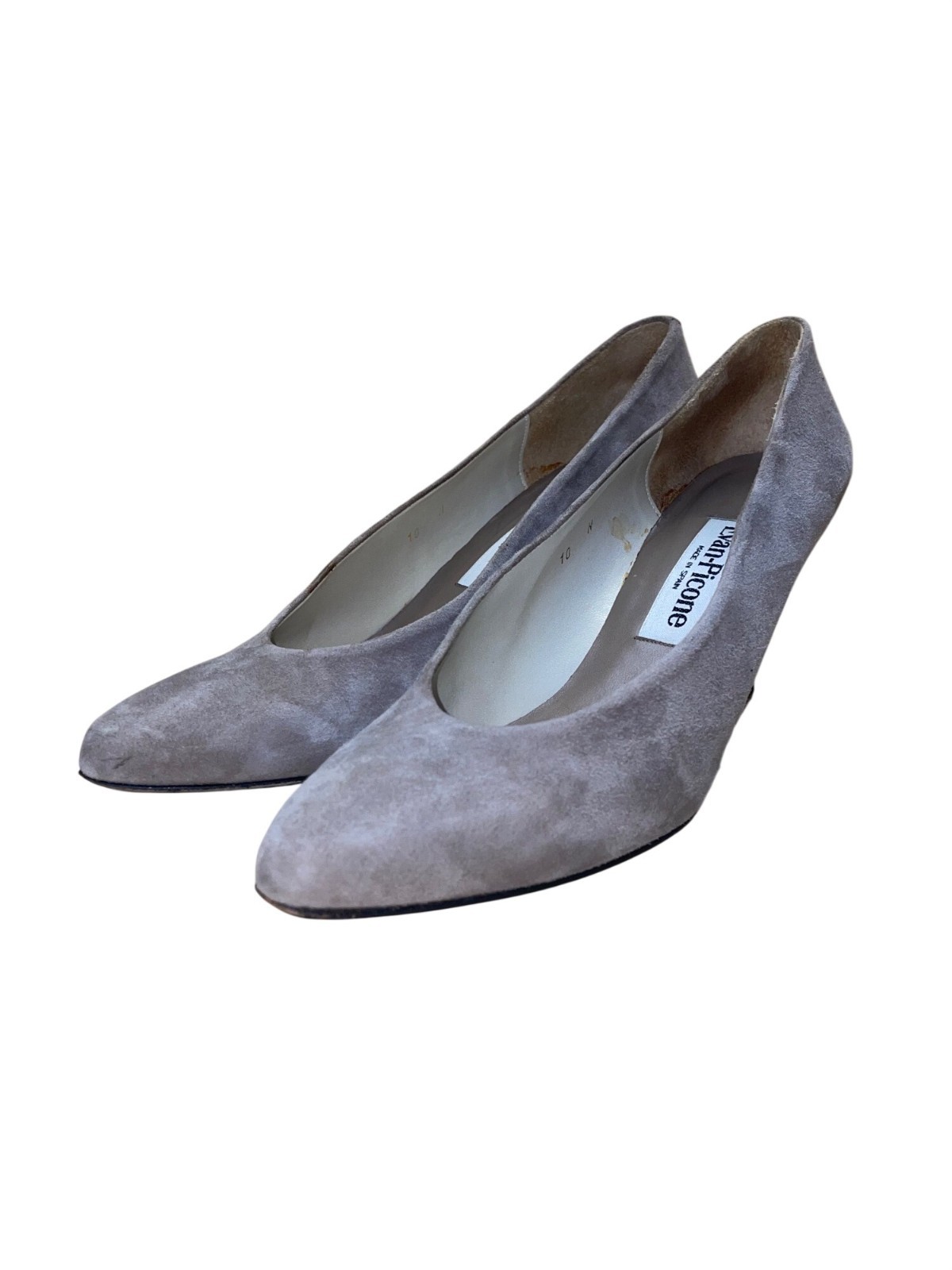 Evan-Picone Women’s Gray Suede Classic Pointed-Toe Mid-Heel Pumps Size 10N