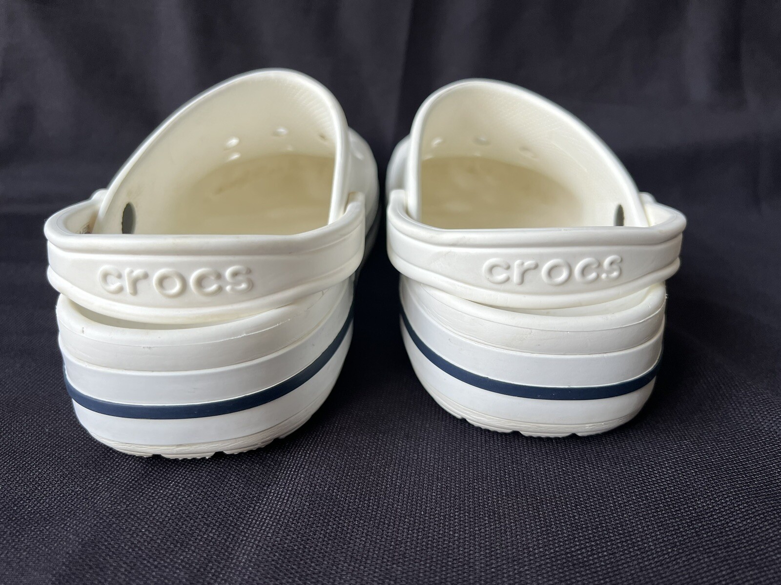Crocs Bayaband Clog White Navy Logo 205089-126 Men’s Size 13 EUC Fast Shipping