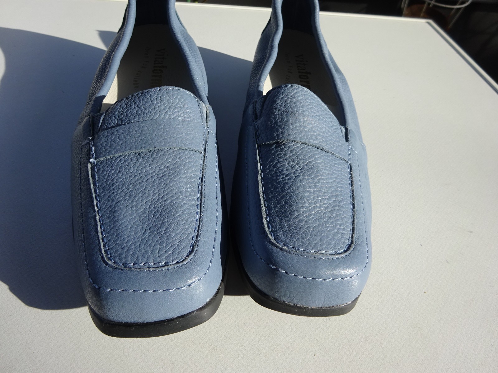 Vitaform women’s ballet flats leather deerskin rubber edge blue Germany size 38 H New