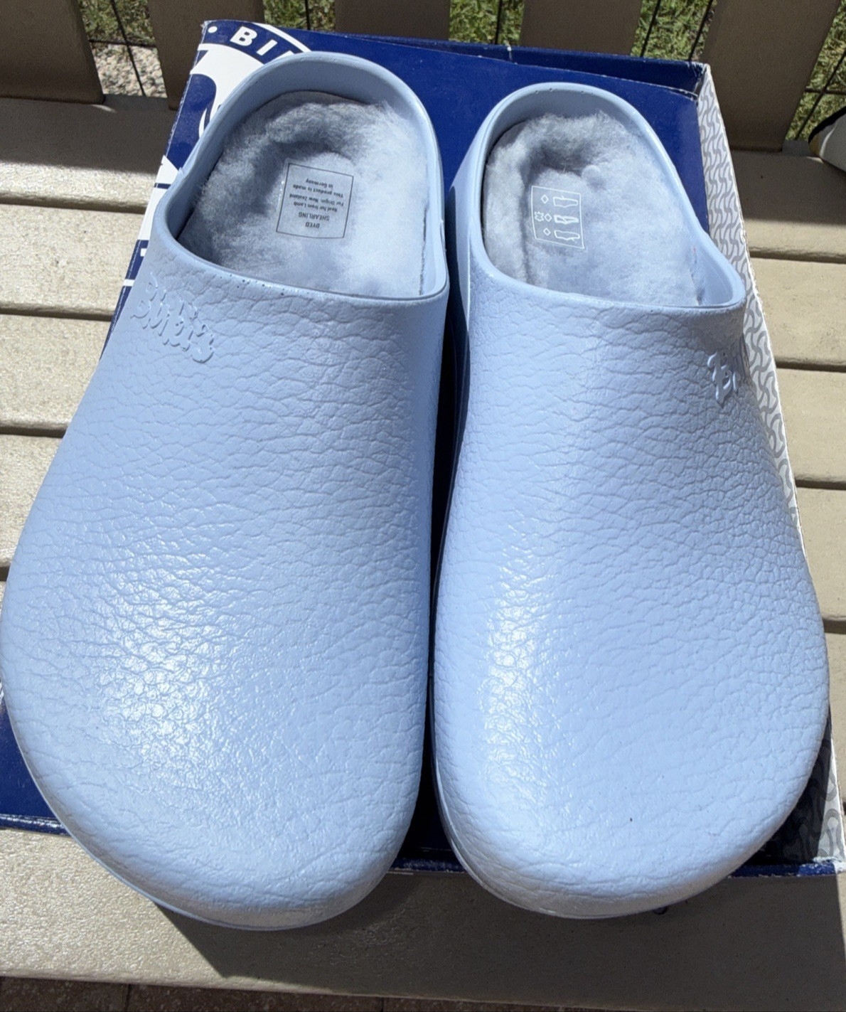 NWOB Birkenstock Super Birki Dusty Blue Shearling fur lining EU 38 US 7-8