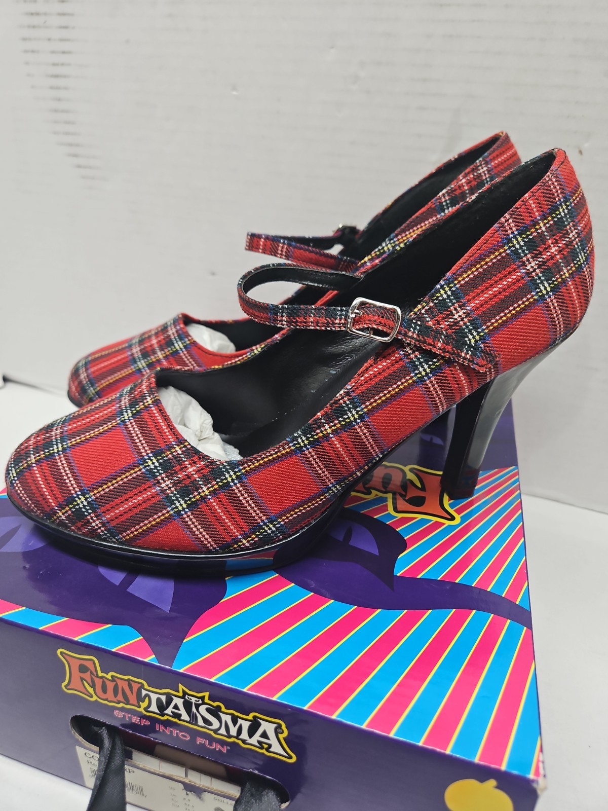 The Funtasma by Pleaser College-04 Pump red plaid New Old STOCK IN BOX Size 11