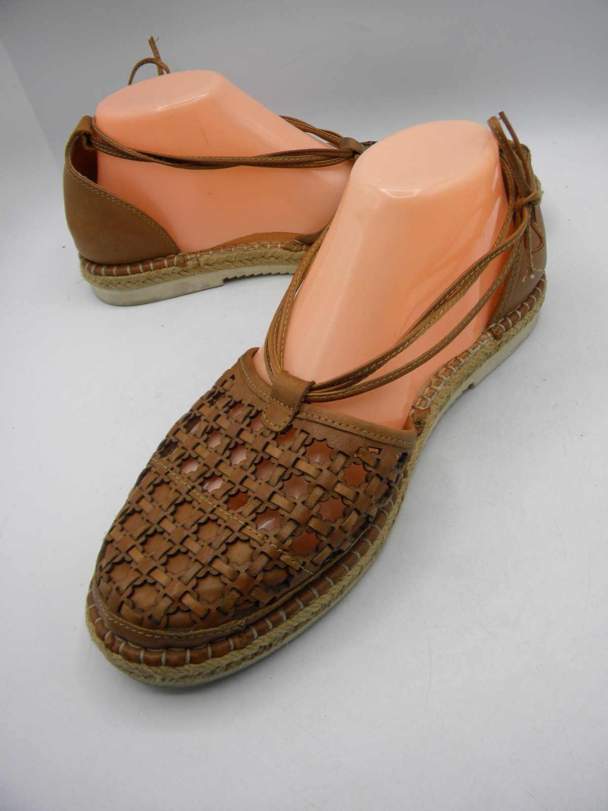 PIKOLINOS Cadamunt Brandy Leather Ankle Wrap Espadrille Size 40