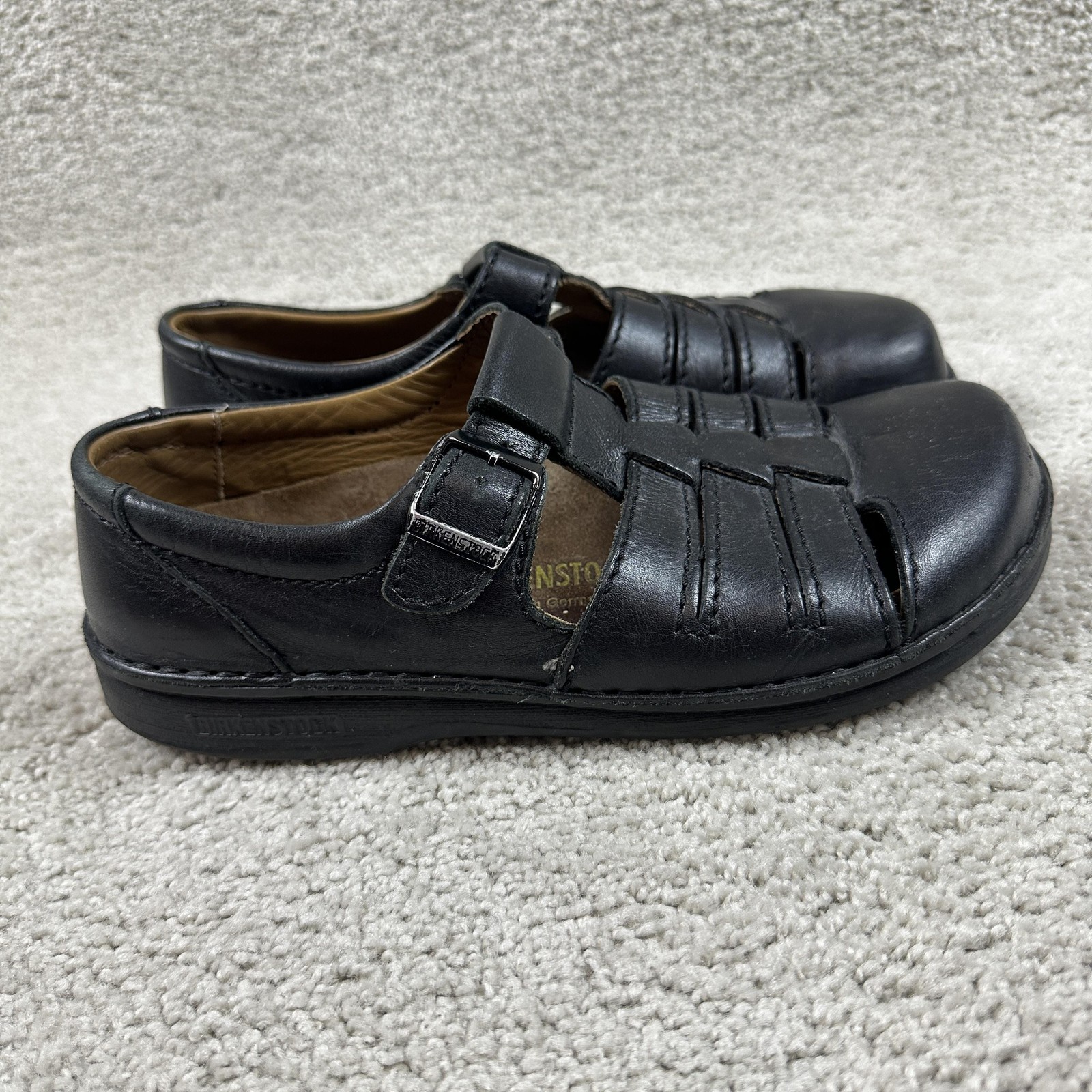 Birkenstock Fisherman Sandals Womens Size 9 Black Leather EU 40 Buckle Germany