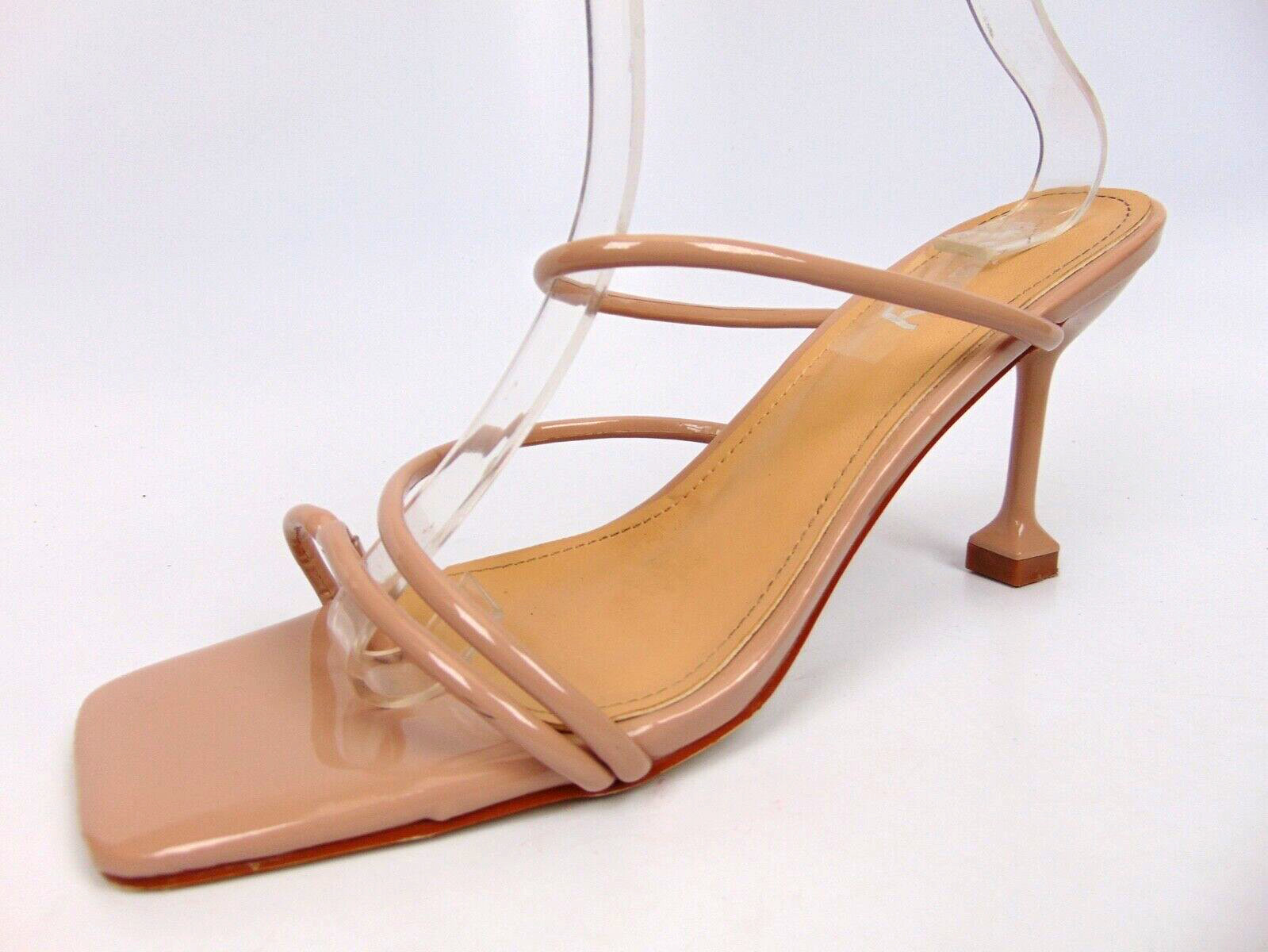 Viviany Bloc Heels Dress Women’s Evening Heels Sandals Size 8.5 M, Nude Leather