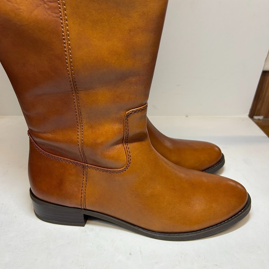 INC Womens 9.5 M WC Cognac Brown Fawne Zip Up Knee High Riding Boots NIB OZ1