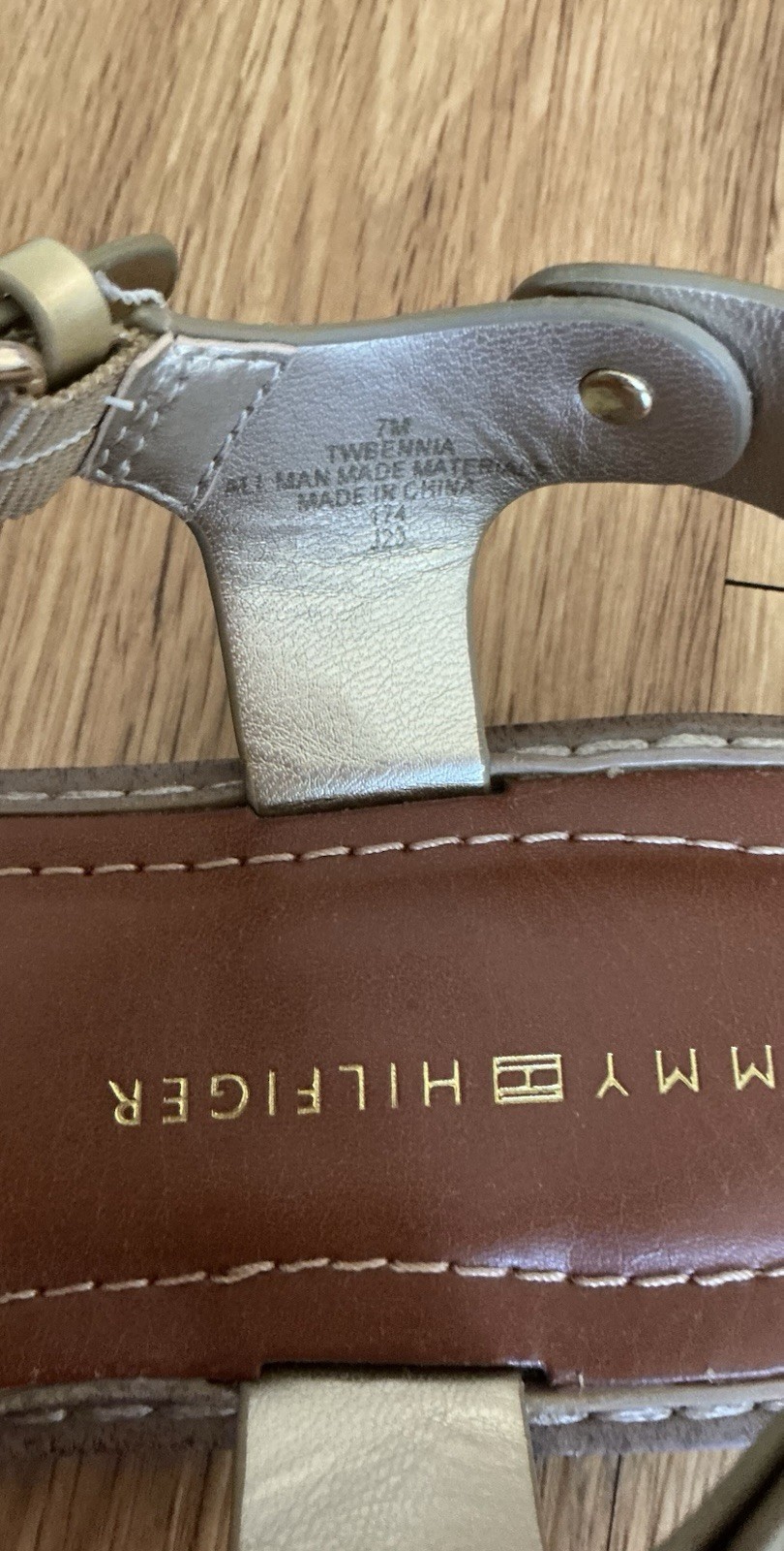 Tommy Hilfiger Women’s Gold T-Strap Sandals Size 7M