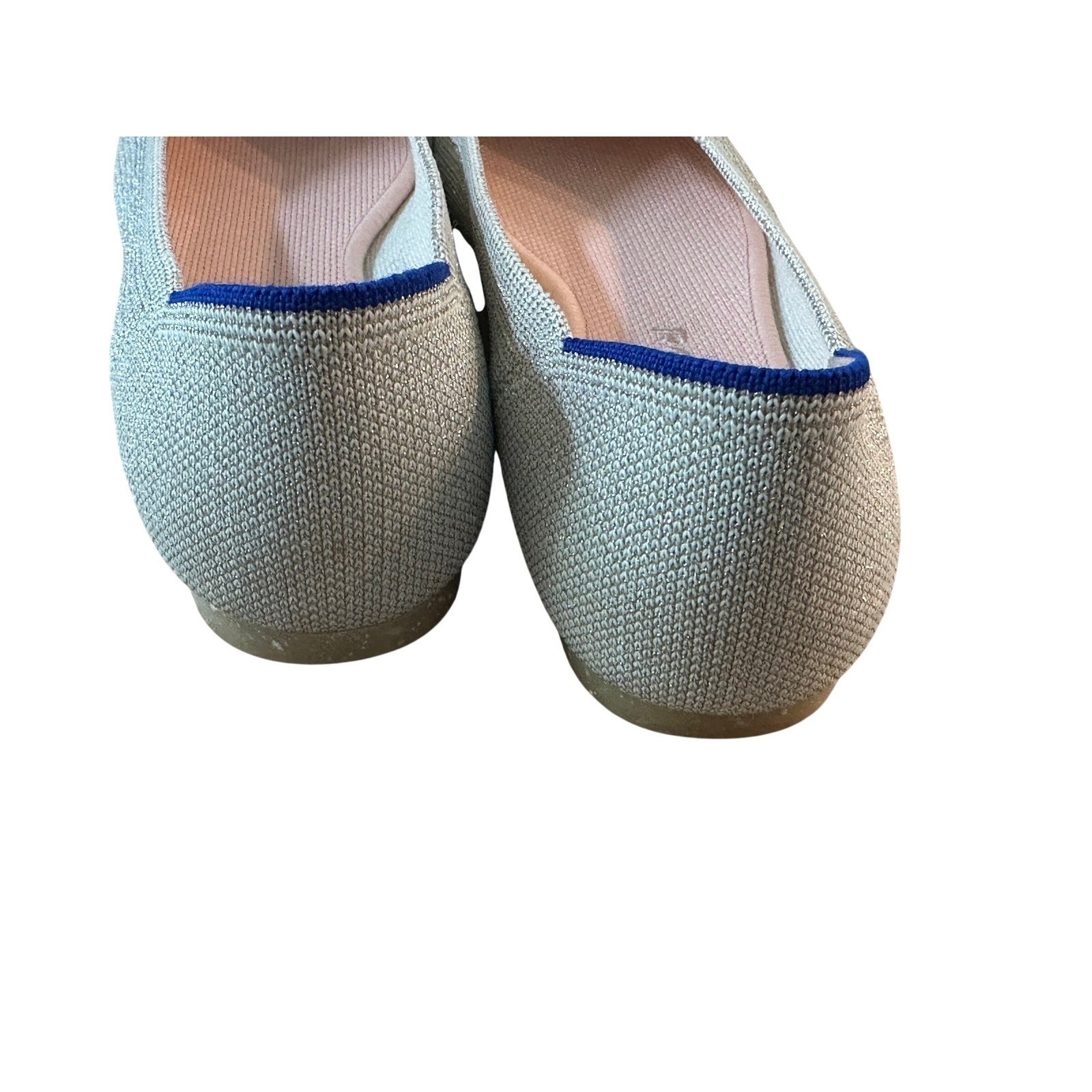Rothys The Point Metallic Flats Shoes Womens 8.5 Diamond Twill