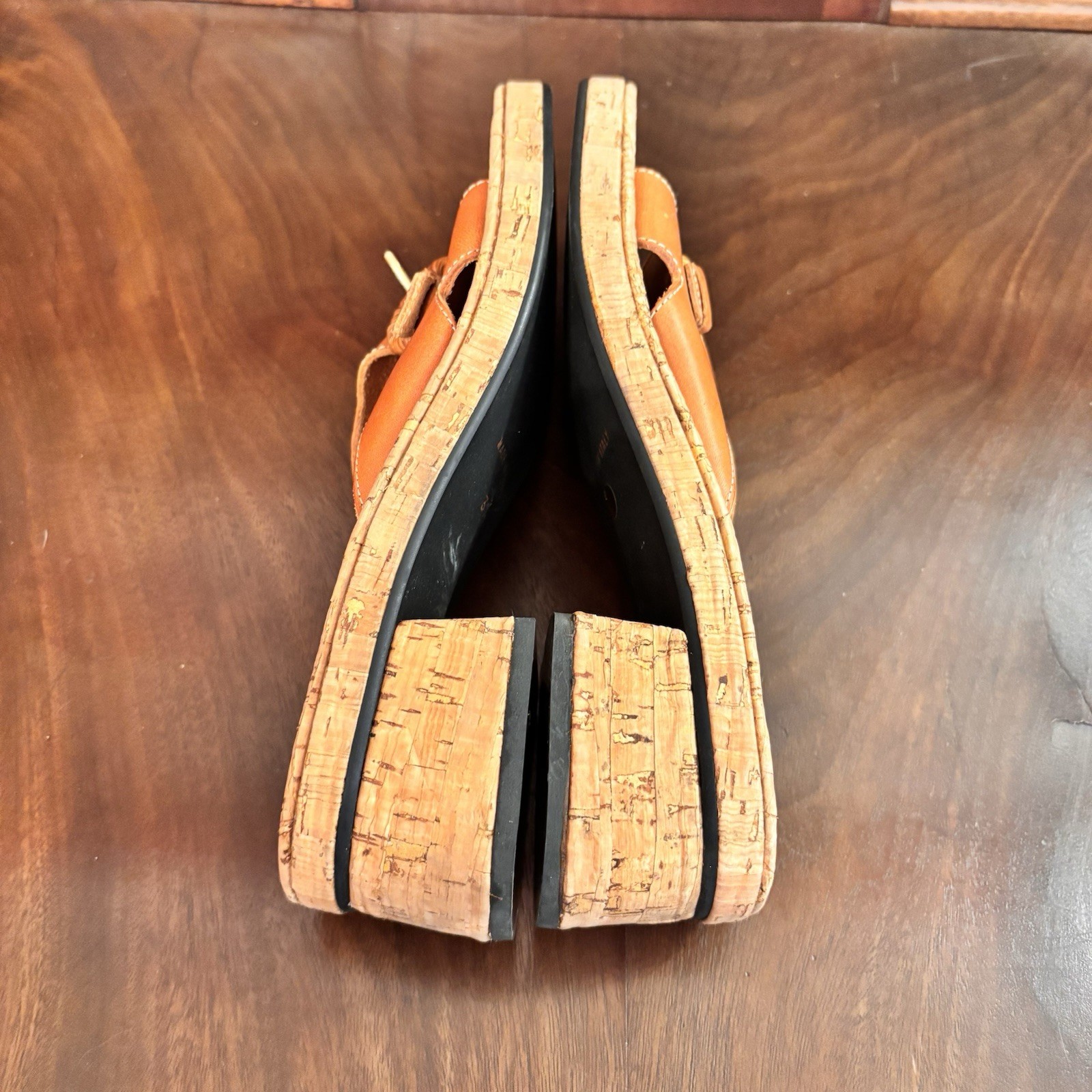 Kenneth Cole Cork Slide Sandals Brown Leather Buckle Italy Womens Size 39/9