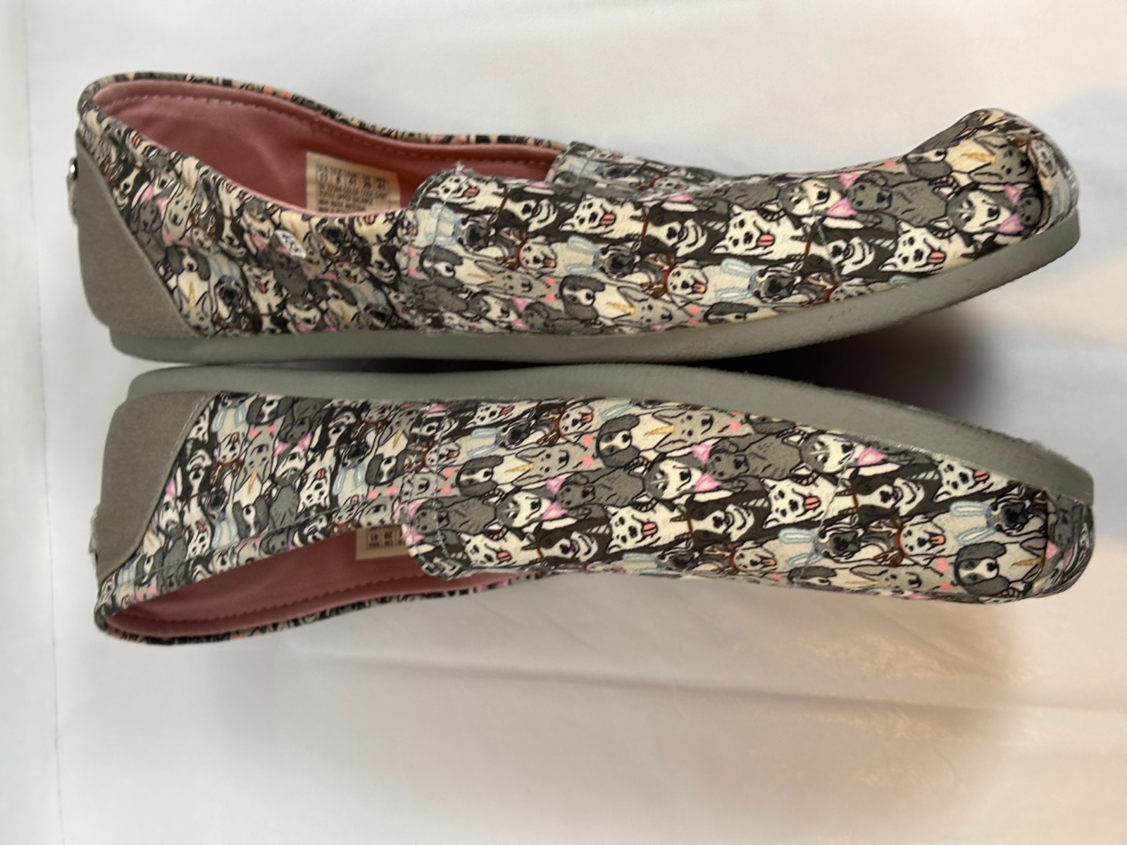 BOBS by Skechers Memory Foam Slip-On Dog Print Canvas Shoes Women’s Size 11