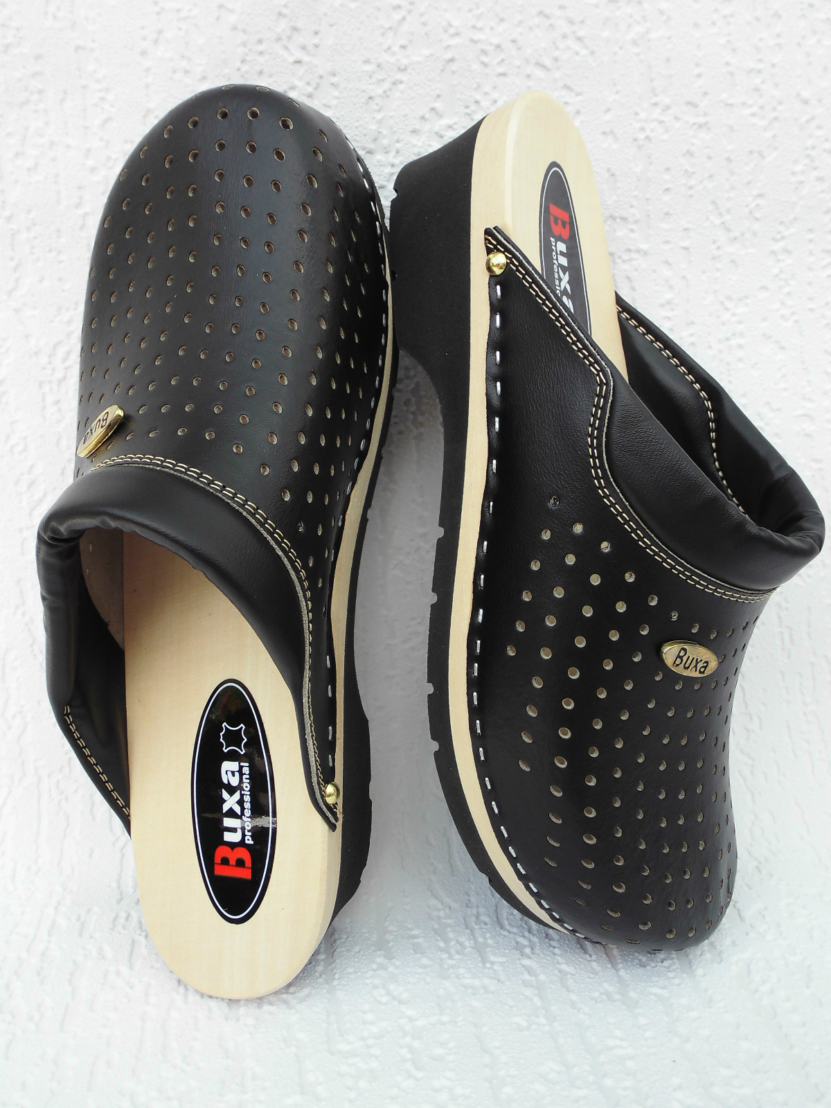 Sweden wooden clogs mules size 41 **black** genuine leather